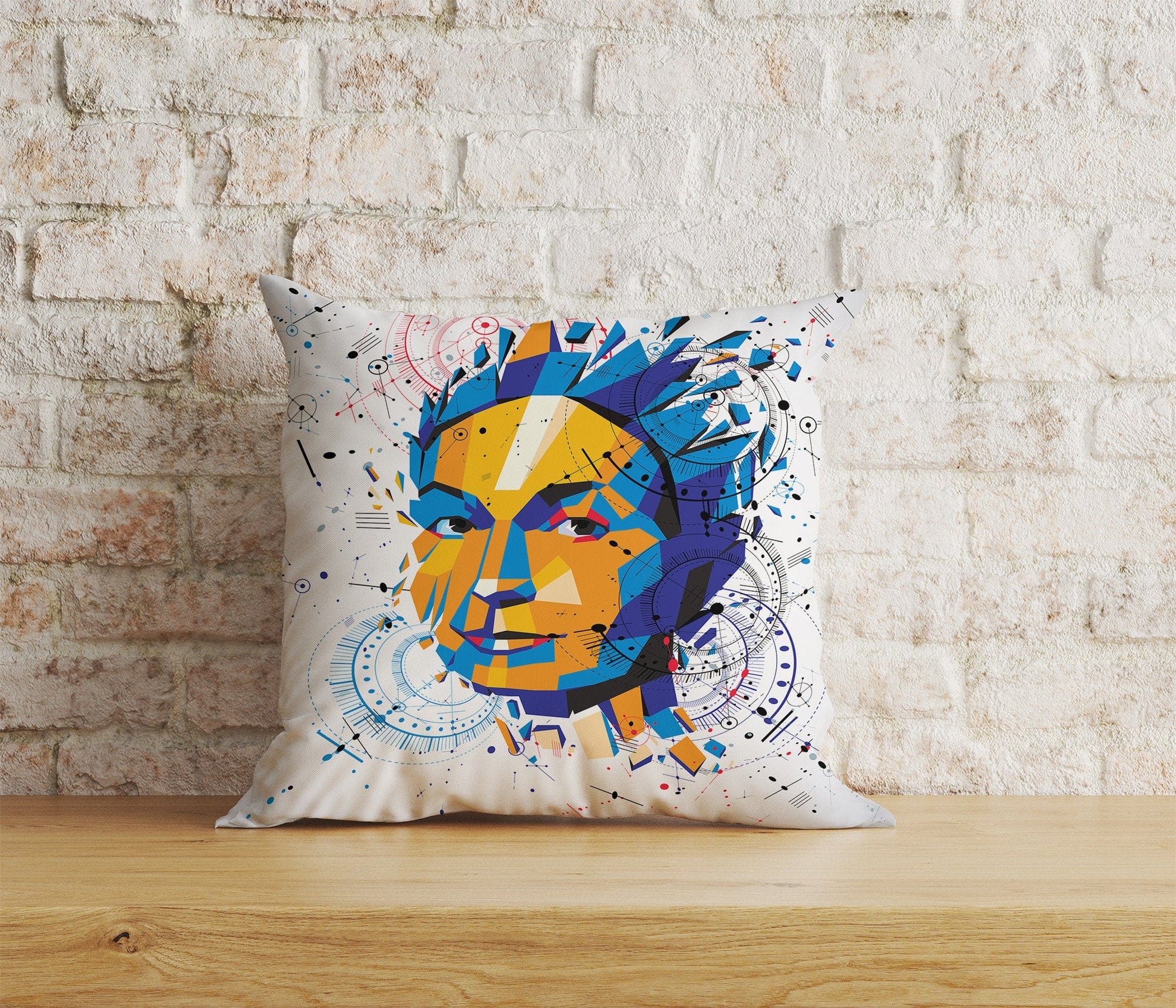 Onay Home Textile Cushion Covers 9 / 12 x 12 inch (30 x 30 cm) Double Side 3D Vector Cushion Cover Abstract Face Pattern Pillow Cover