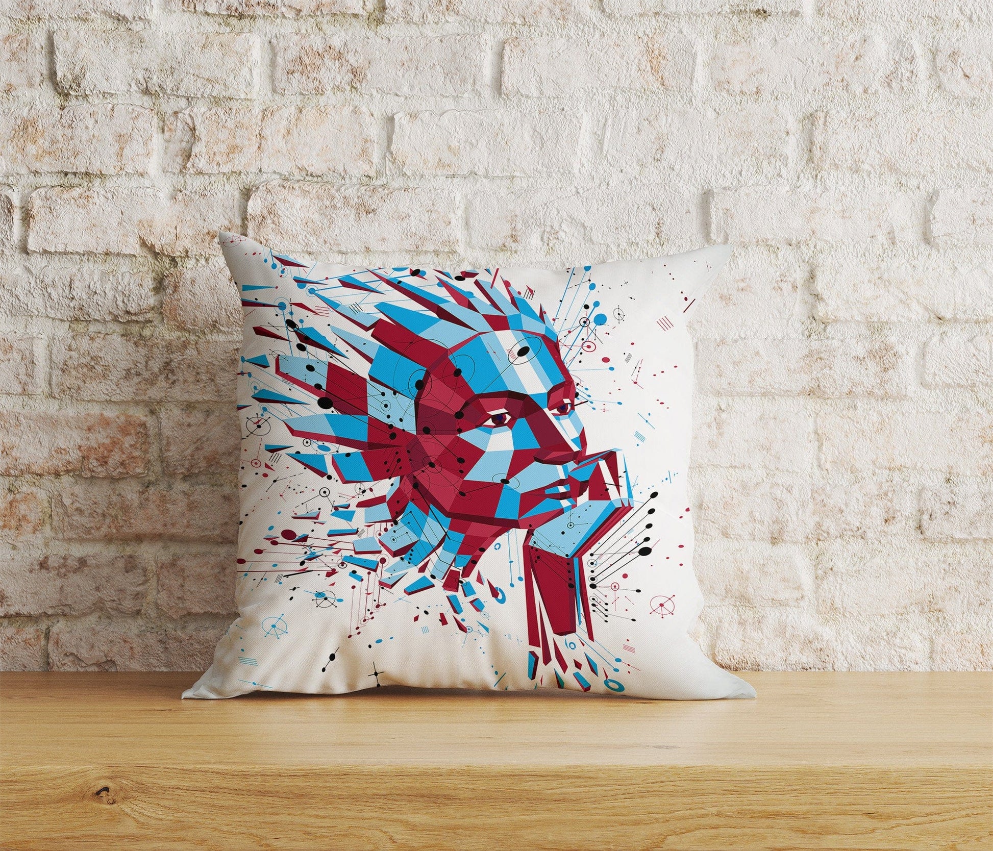 Onay Home Textile Cushion Covers 4 / 12 x 12 inch (30 x 30 cm) Double Side 3D Vector Cushion Cover Abstract Face Pattern Pillow Cover
