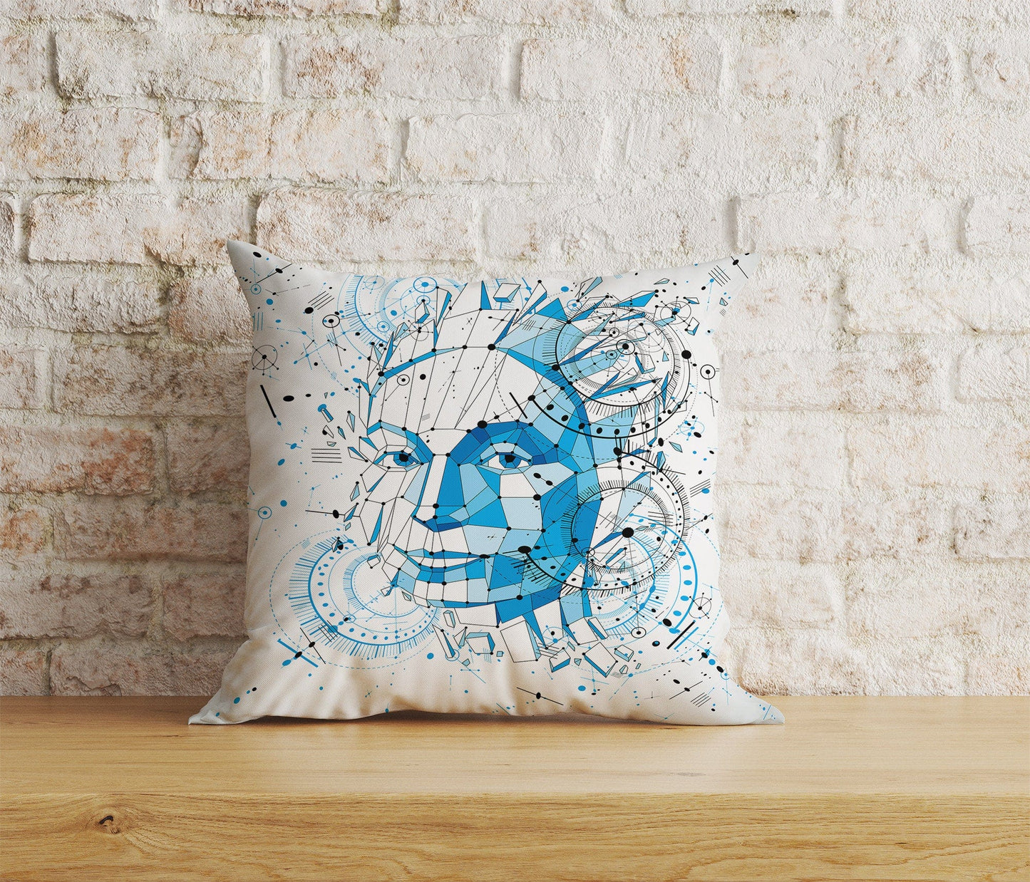 Onay Home Textile Cushion Covers 2 / 12 x 12 inch (30 x 30 cm) Double Side 3D Vector Cushion Cover Abstract Face Pattern Pillow Cover