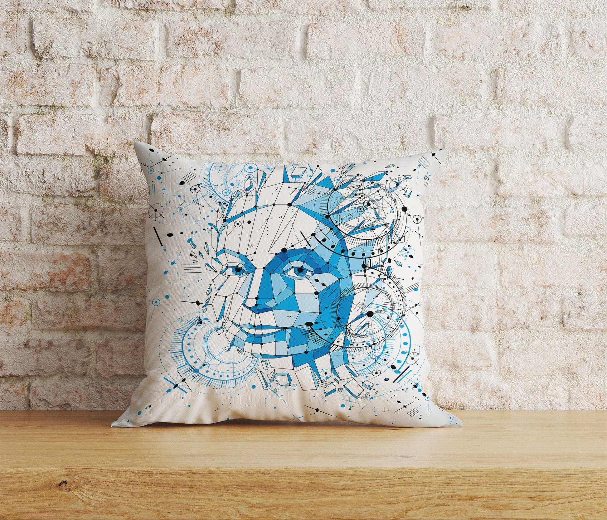 Onay Home Textile Cushion Covers 2 / 12 x 12 inch (30 x 30 cm) Double Side 3D Vector Cushion Cover Abstract Face Pattern Pillow Cover