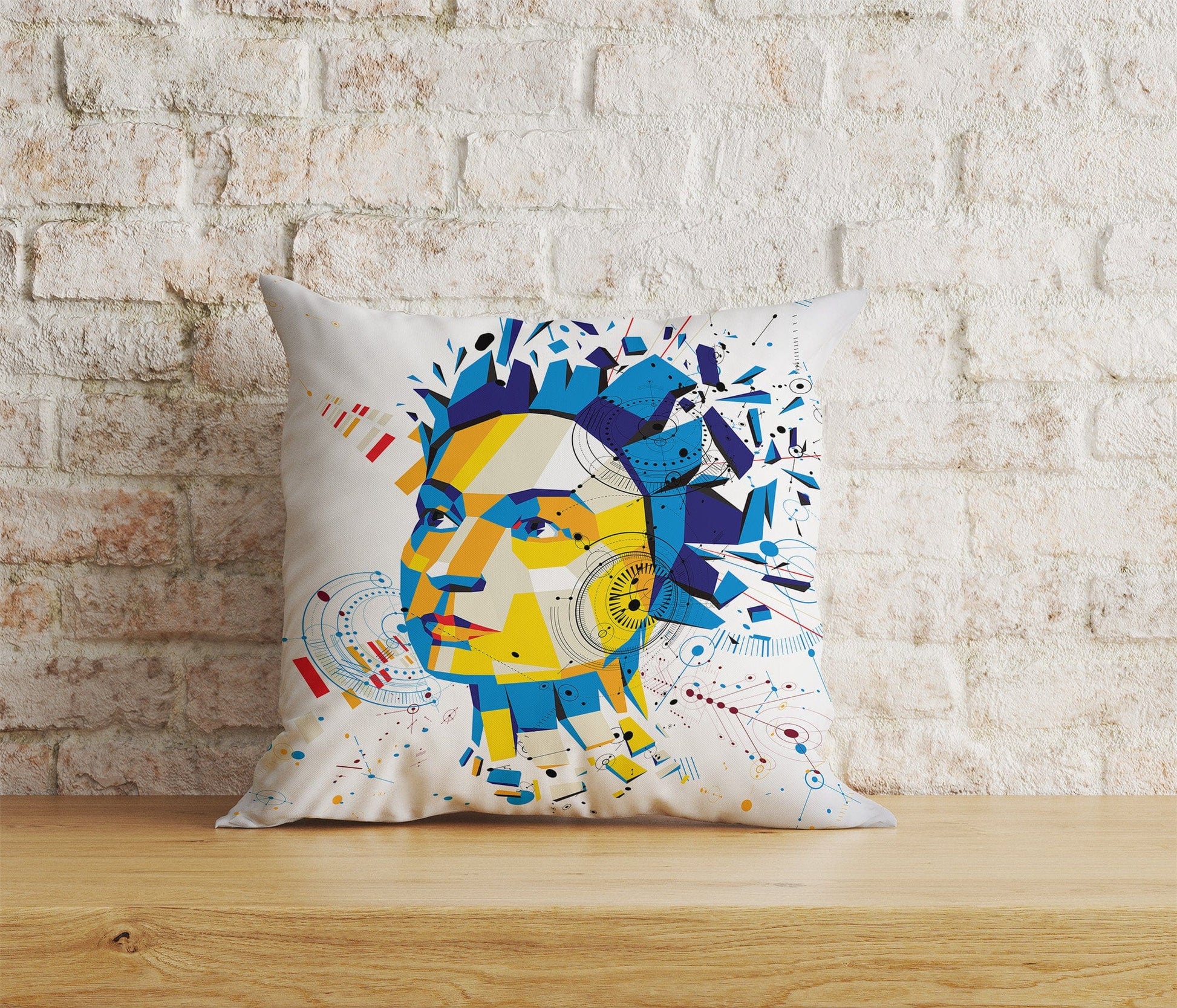 Onay Home Textile Cushion Covers 6 / 12 x 12 inch (30 x 30 cm) Double Side 3D Vector Cushion Cover Abstract Face Pattern Pillow Cover