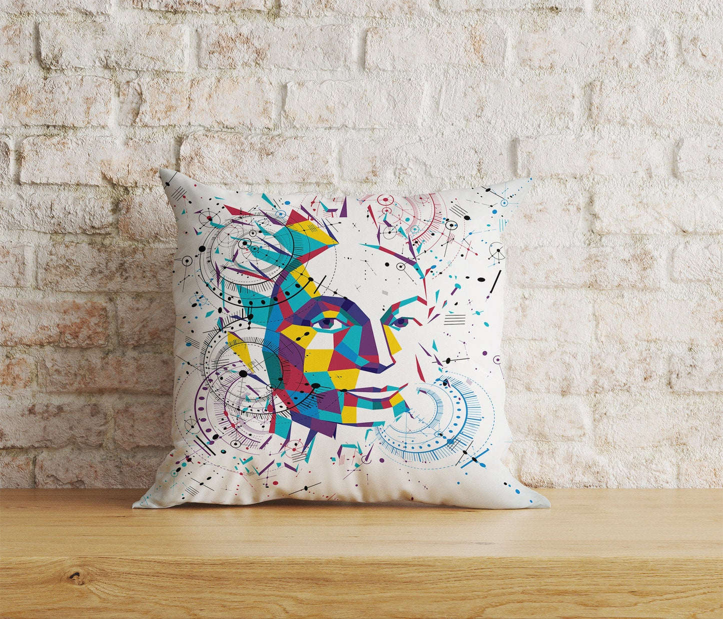 Onay Home Textile Cushion Covers 5 / 12 x 12 inch (30 x 30 cm) Double Side 3D Vector Cushion Cover Abstract Face Pattern Pillow Cover