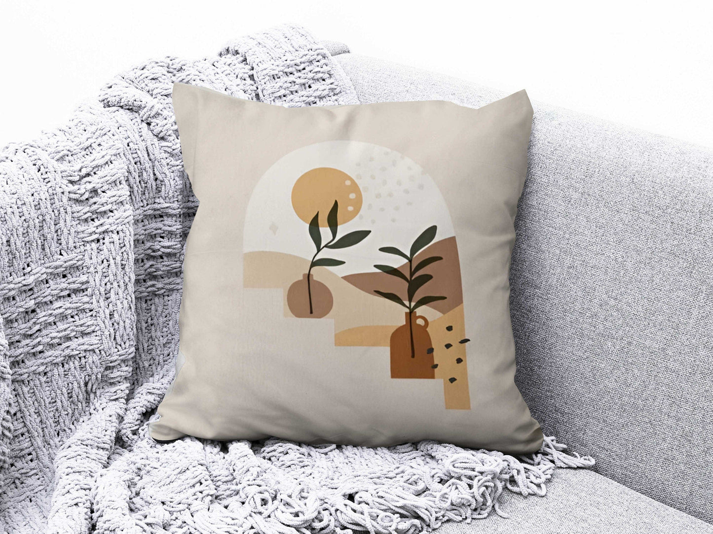 Onay 8 / 12 x 12 inch (30 x 30 cm) Double Side Abstract Boho Geometric Floral Burnt Orange Cushion Covers