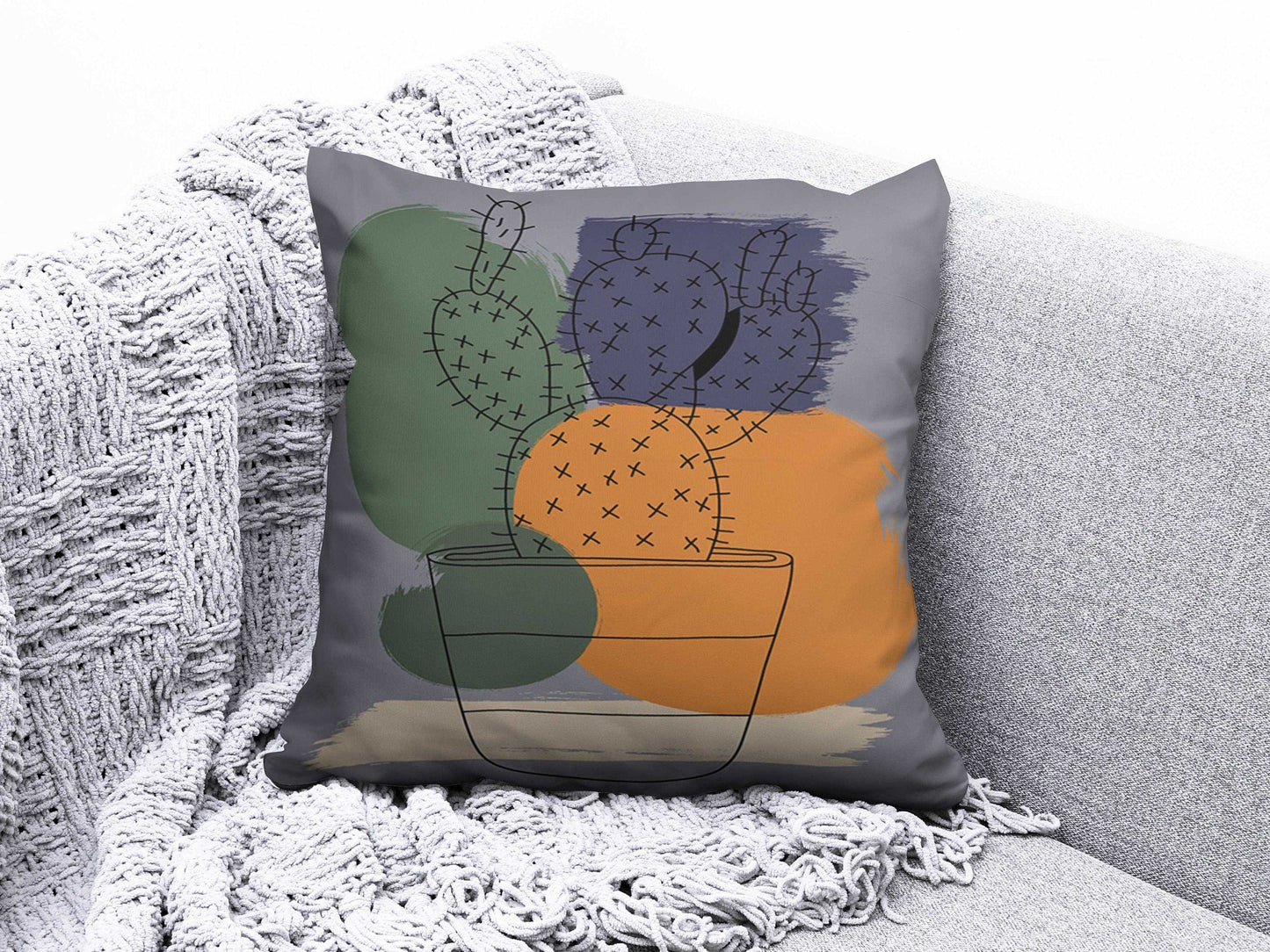 Onay 6 / 12 x 12 inch (30 x 30 cm) Double Side Abstract Boho Geometric Floral Burnt Orange Cushion Covers