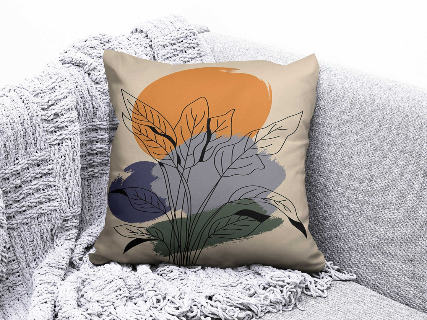 Onay 5 / 12 x 12 inch (30 x 30 cm) Double Side Abstract Boho Geometric Floral Burnt Orange Cushion Covers