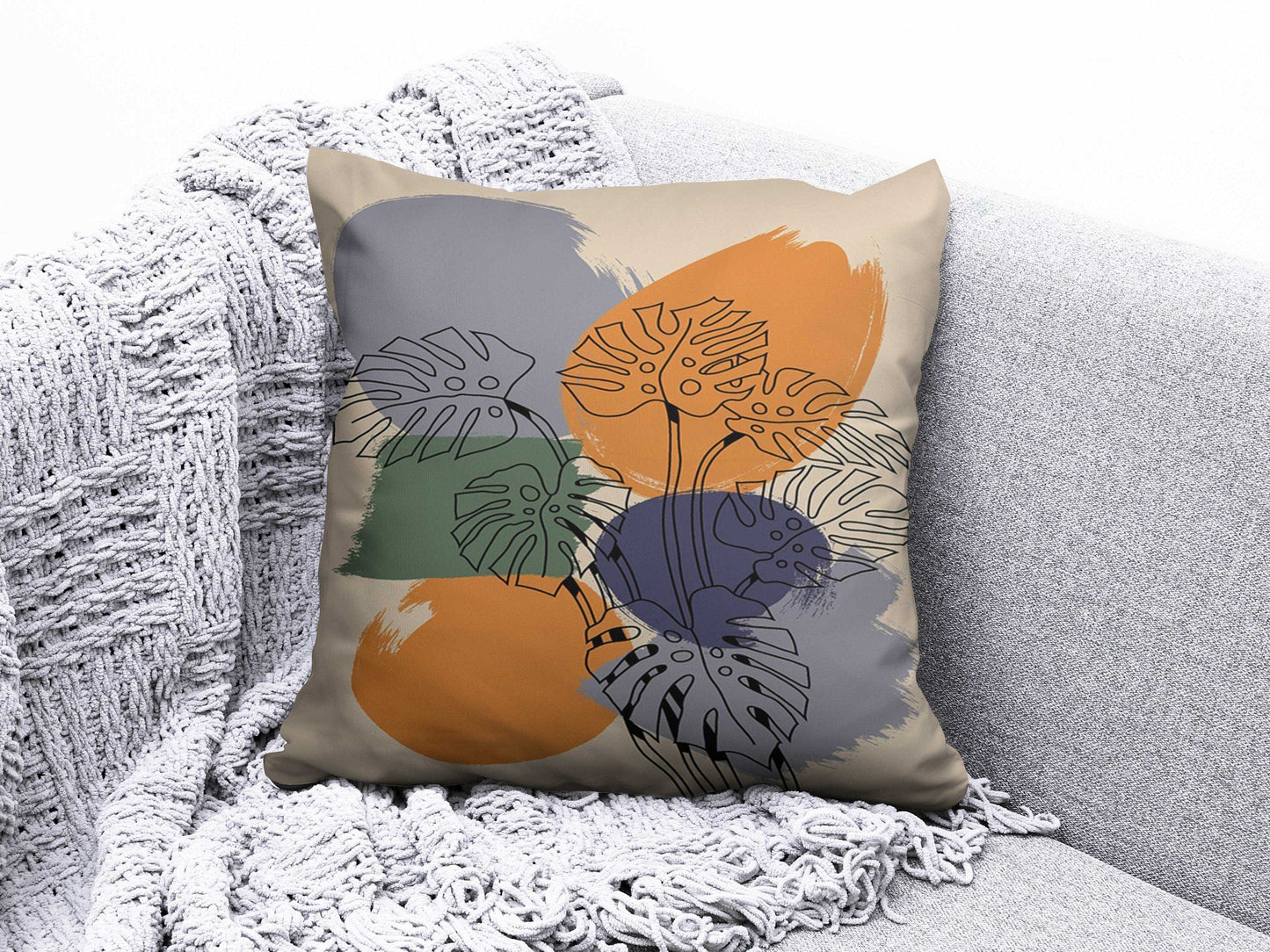 Onay 4 / 12 x 12 inch (30 x 30 cm) Double Side Abstract Boho Geometric Floral Burnt Orange Cushion Covers