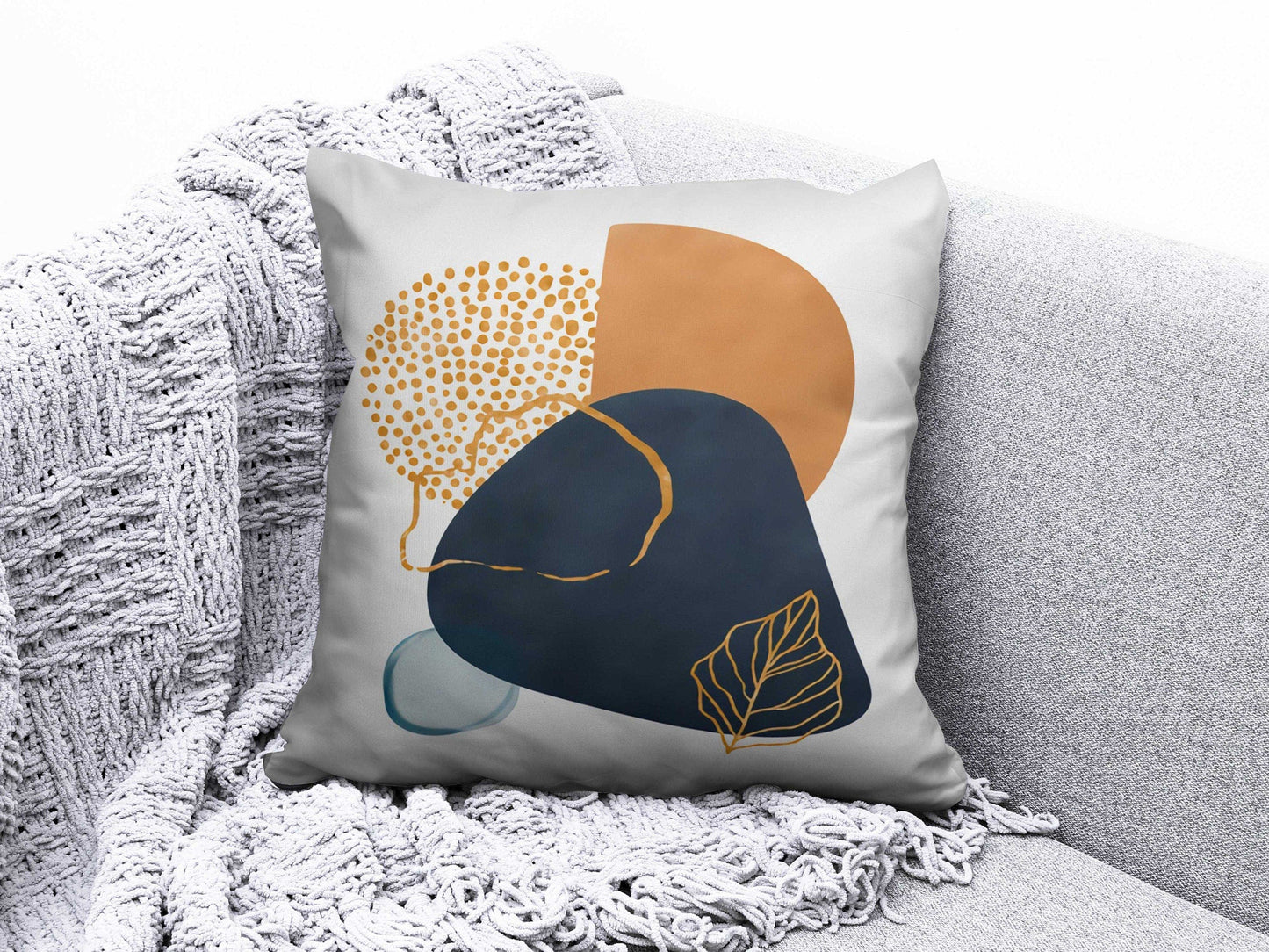 Onay 3 / 12 x 12 inch (30 x 30 cm) Double Side Abstract Boho Geometric Floral Burnt Orange Cushion Covers