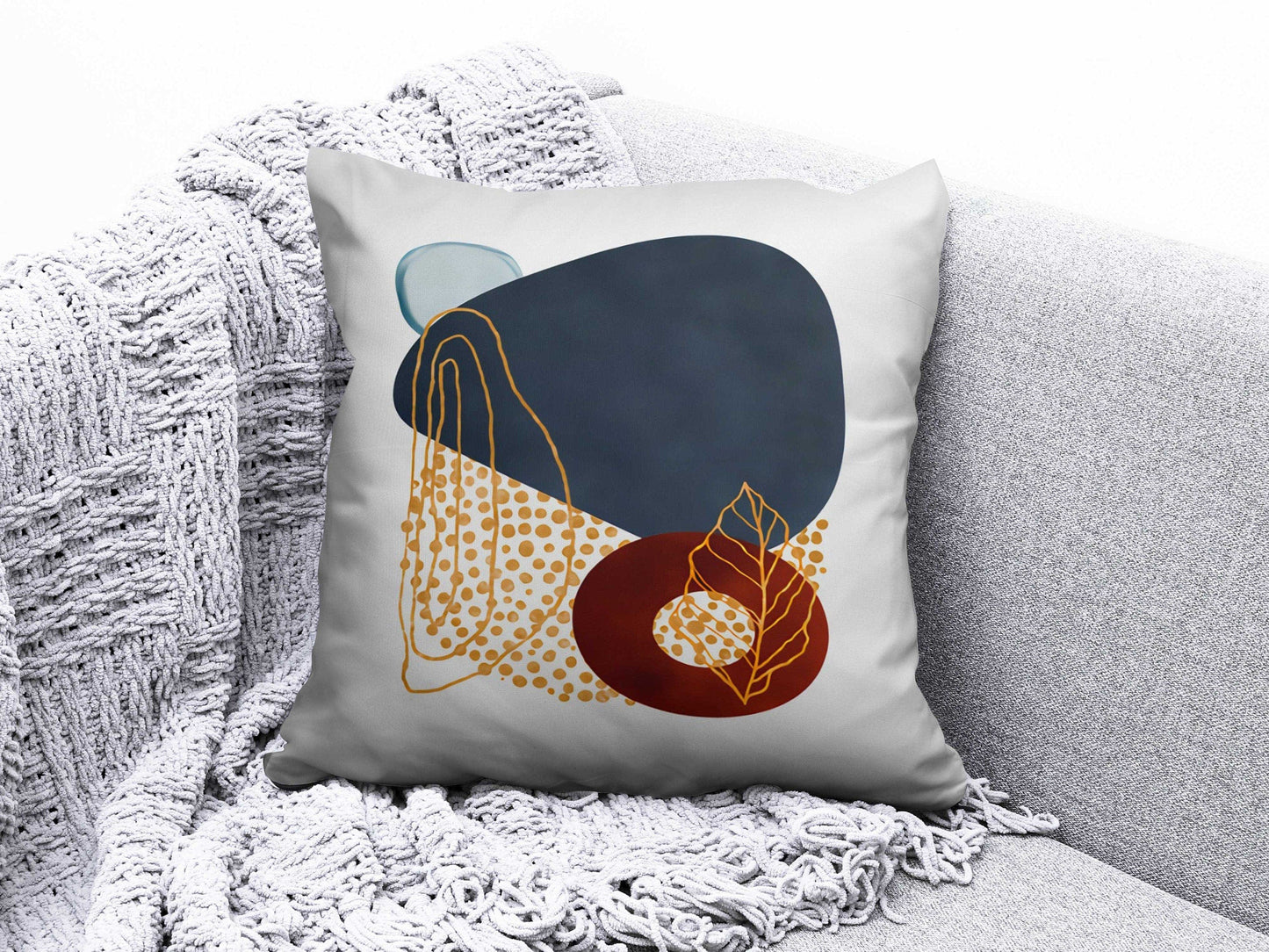 Onay 2 / 12 x 12 inch (30 x 30 cm) Double Side Abstract Boho Geometric Floral Burnt Orange Cushion Covers