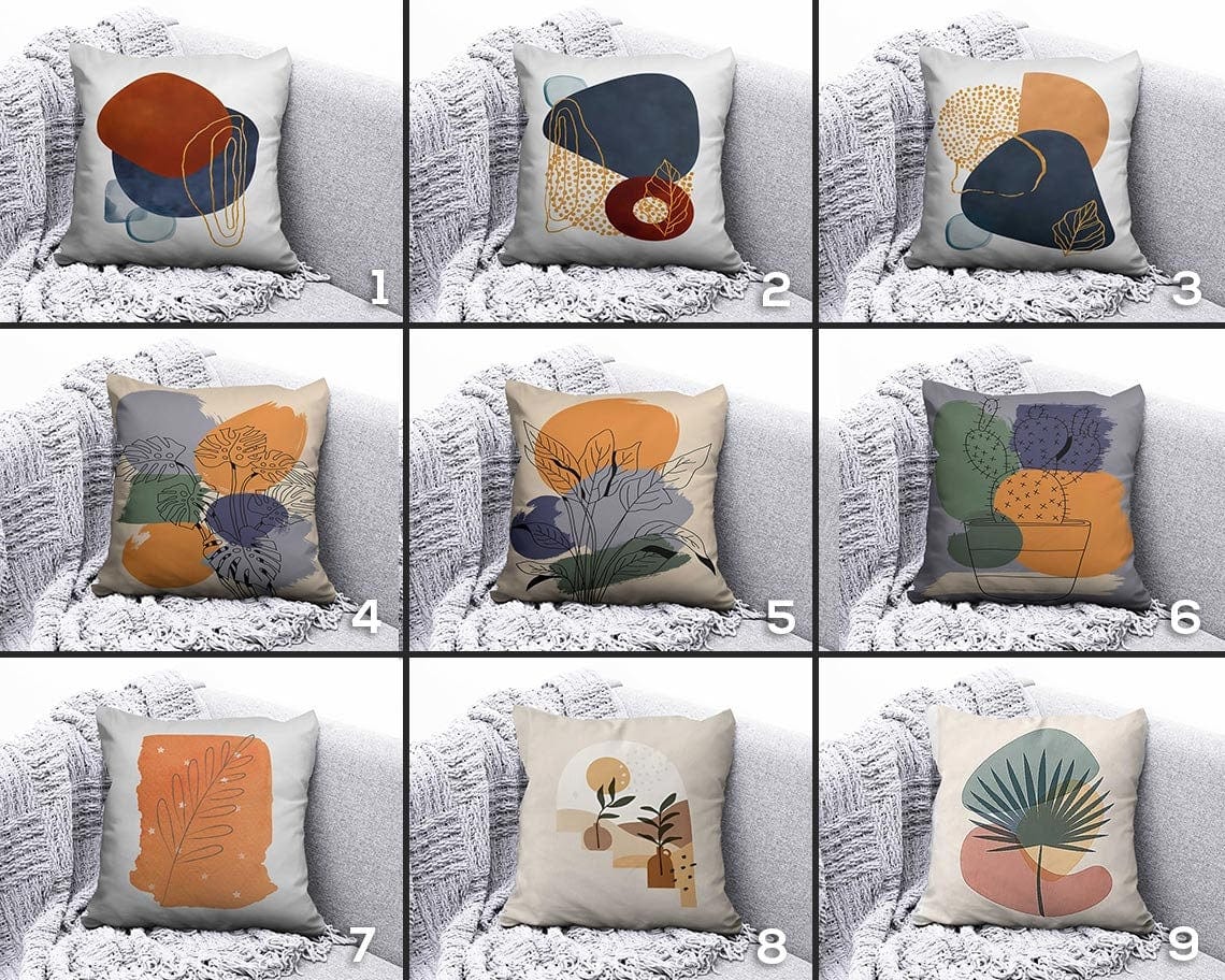 Onay Abstract Boho Geometric Floral Burnt Orange Cushion Covers