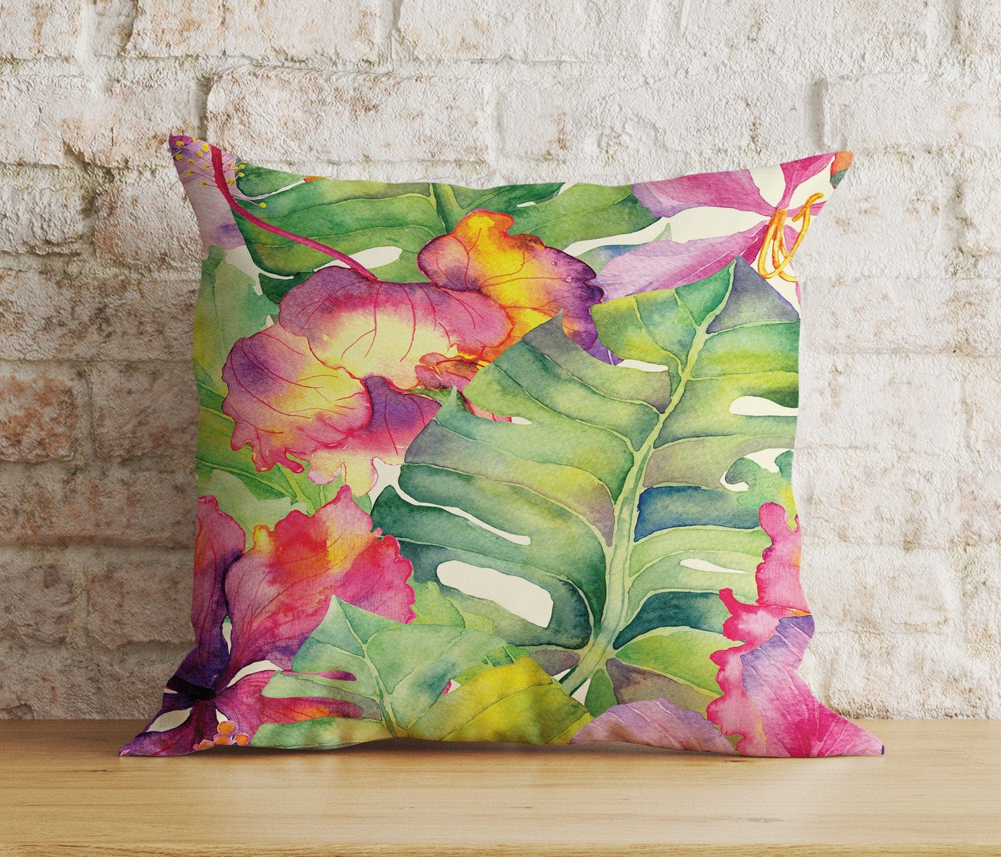Onay 9 / 12 x 12 inch (30 x 30 cm) Double Side Abstract Botanical Watercolour Leaf Cushion Covers