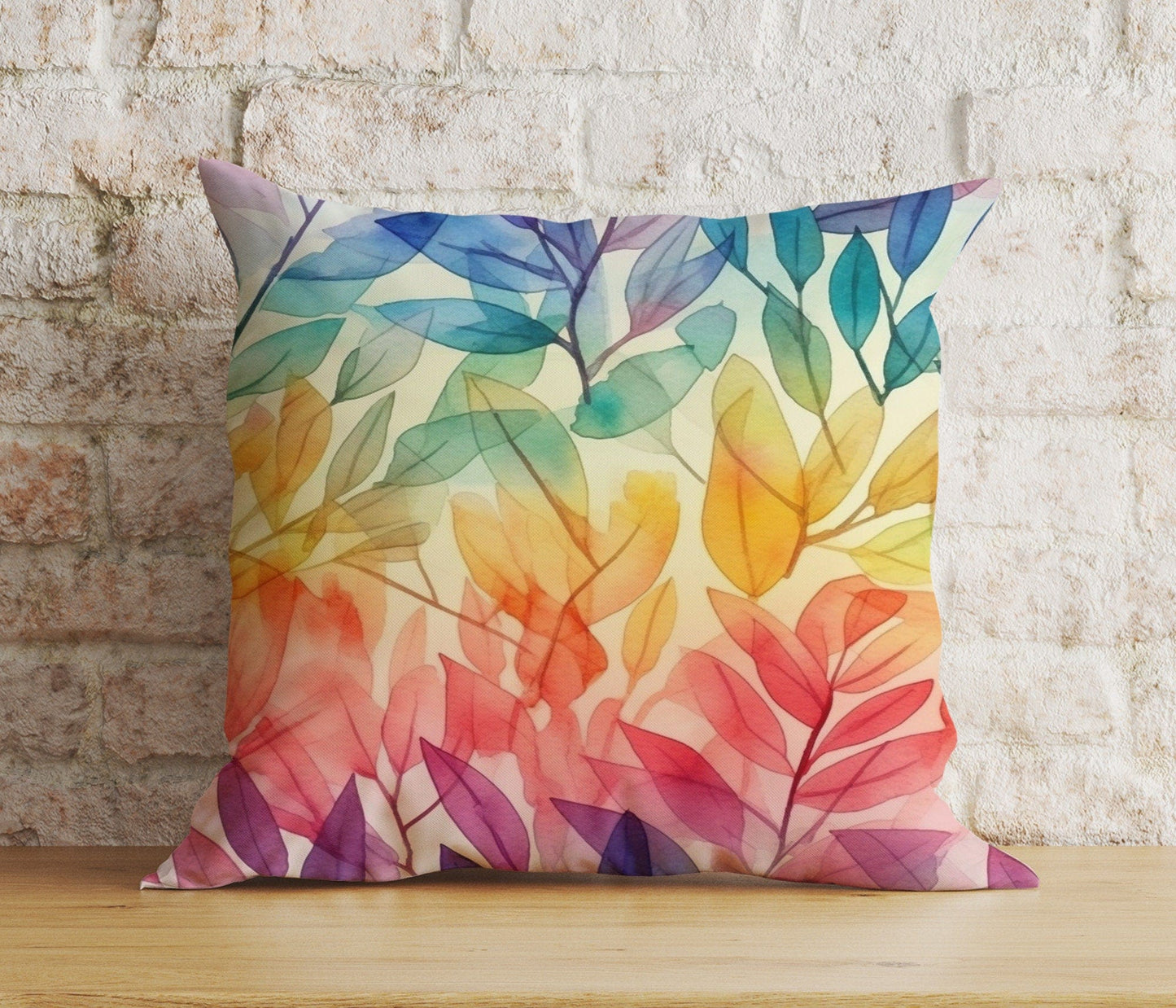Onay 7 / 12 x 12 inch (30 x 30 cm) Double Side Abstract Botanical Watercolour Leaf Cushion Covers