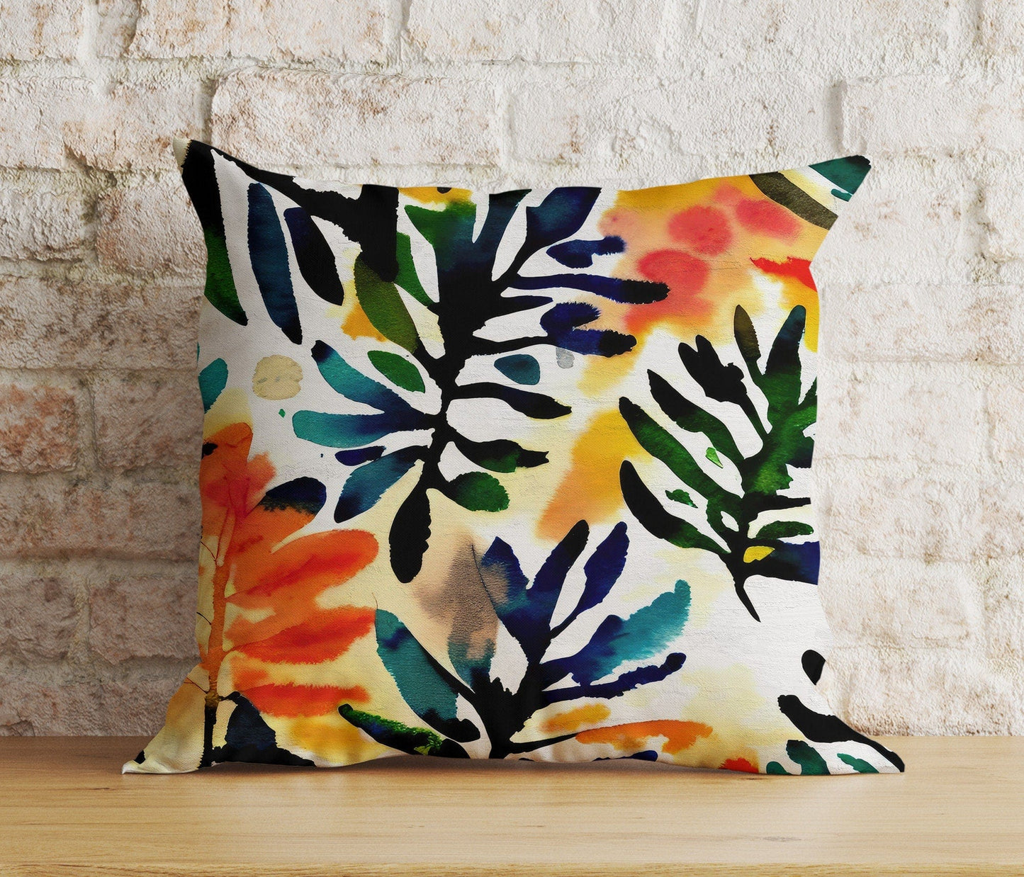 Onay 3 / 12 x 12 inch (30 x 30 cm) Double Side Abstract Botanical Watercolour Leaf Cushion Covers
