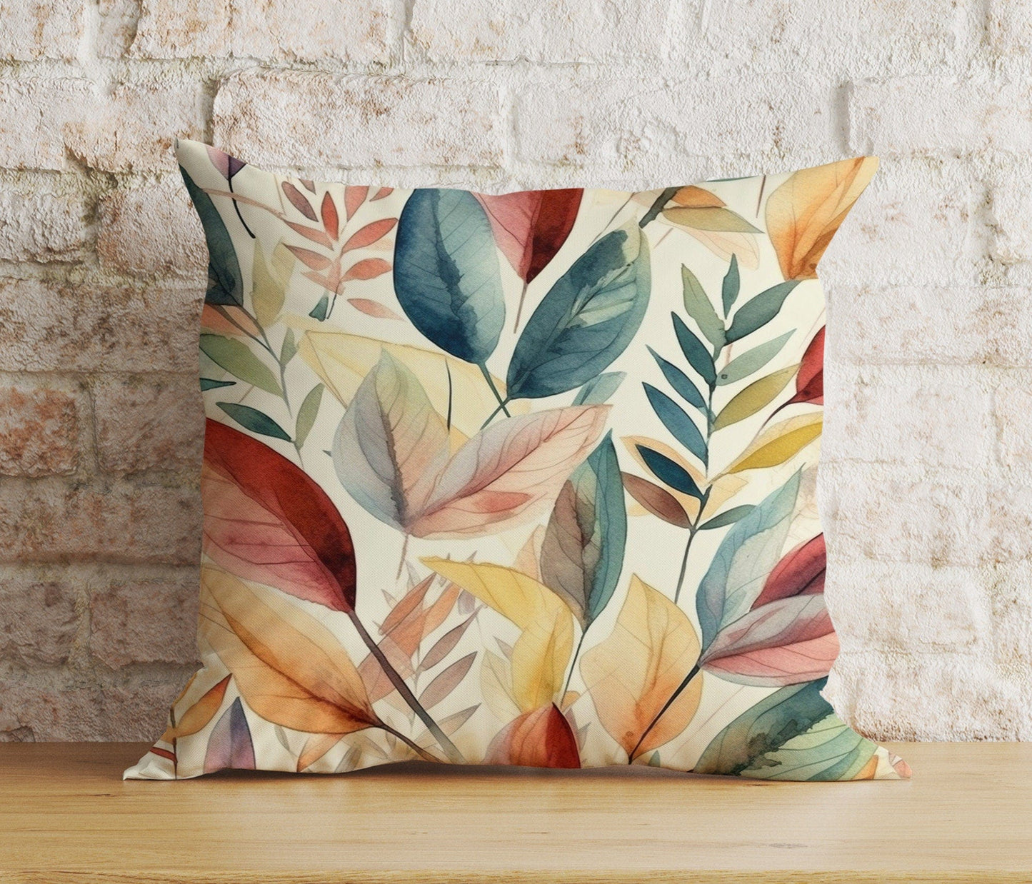 Onay 1 / 12 x 12 inch (30 x 30 cm) Double Side Abstract Botanical Watercolour Leaf Cushion Covers