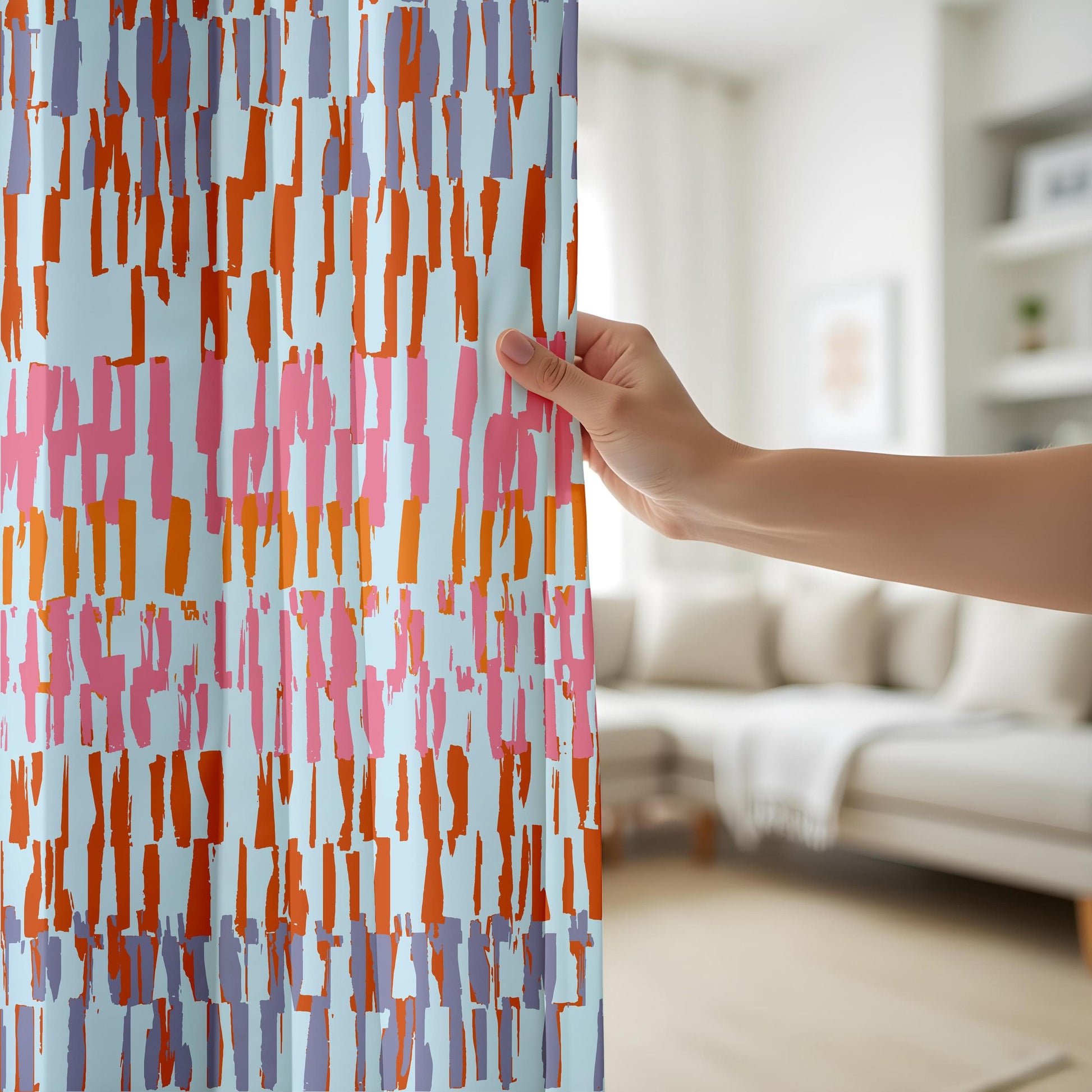 Onay Abstract Brushstroke Made to Measure Curtains – Colorful Modern Boho Drapes