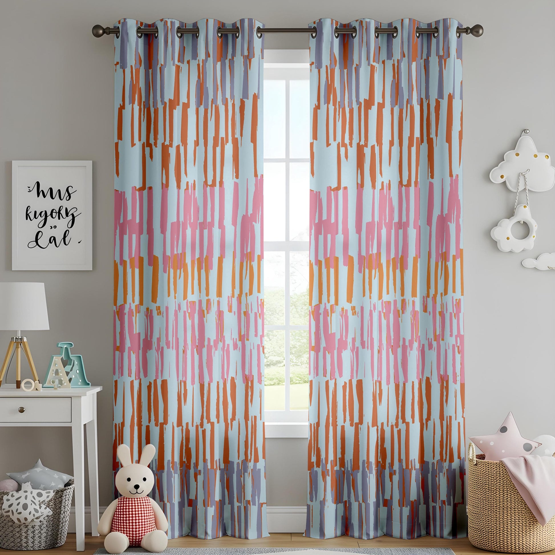 Onay Abstract Brushstroke Made to Measure Curtains – Colorful Modern Boho Drapes