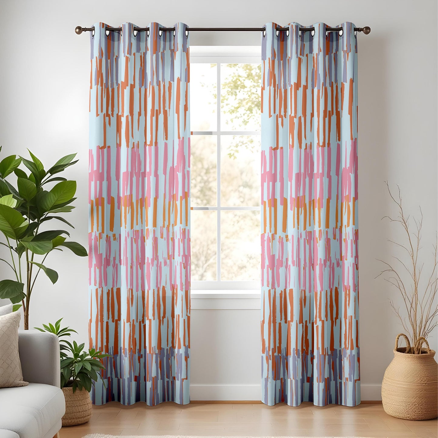 Onay Abstract Brushstroke Made to Measure Curtains – Colorful Modern Boho Drapes