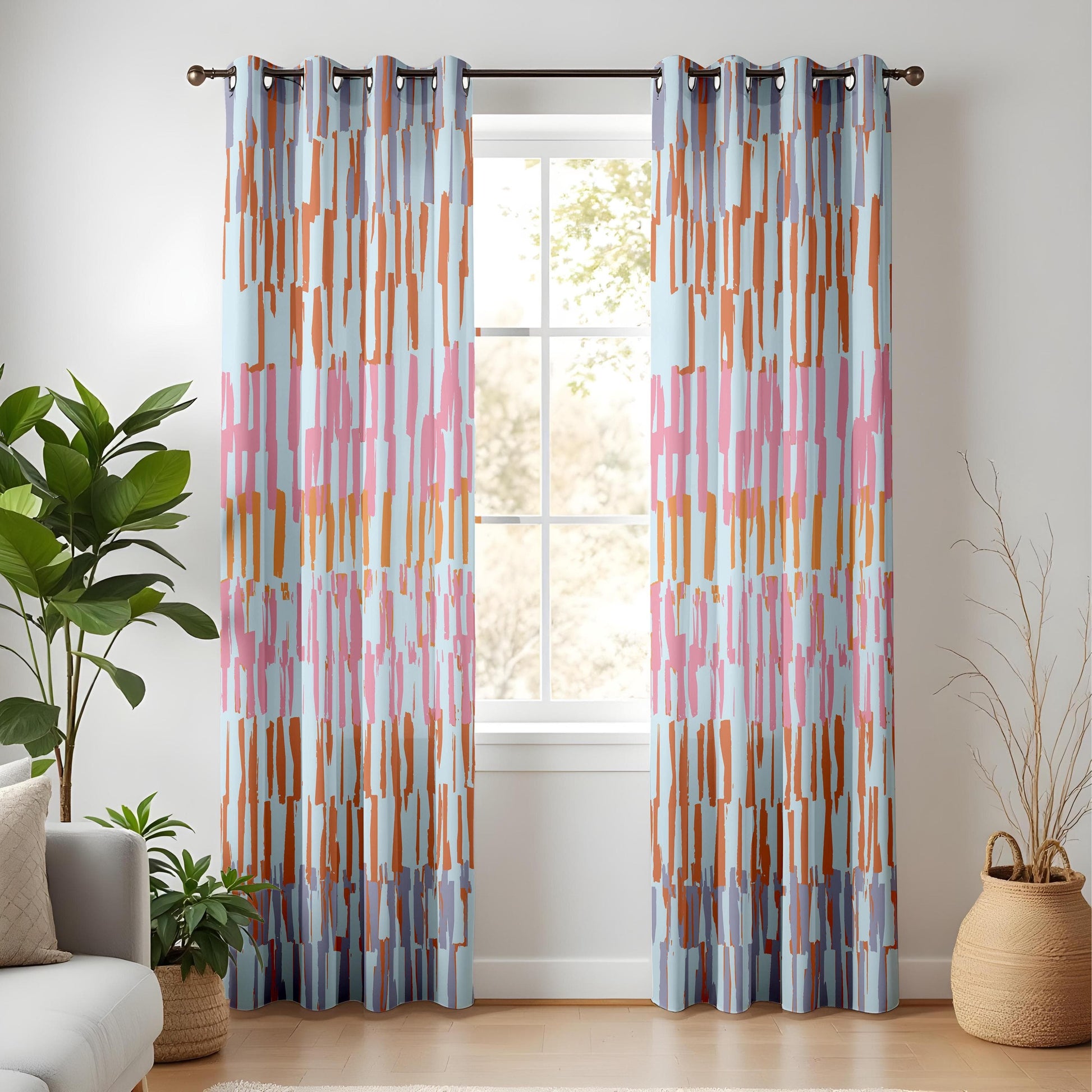Onay Abstract Brushstroke Made to Measure Curtains – Colorful Modern Boho Drapes