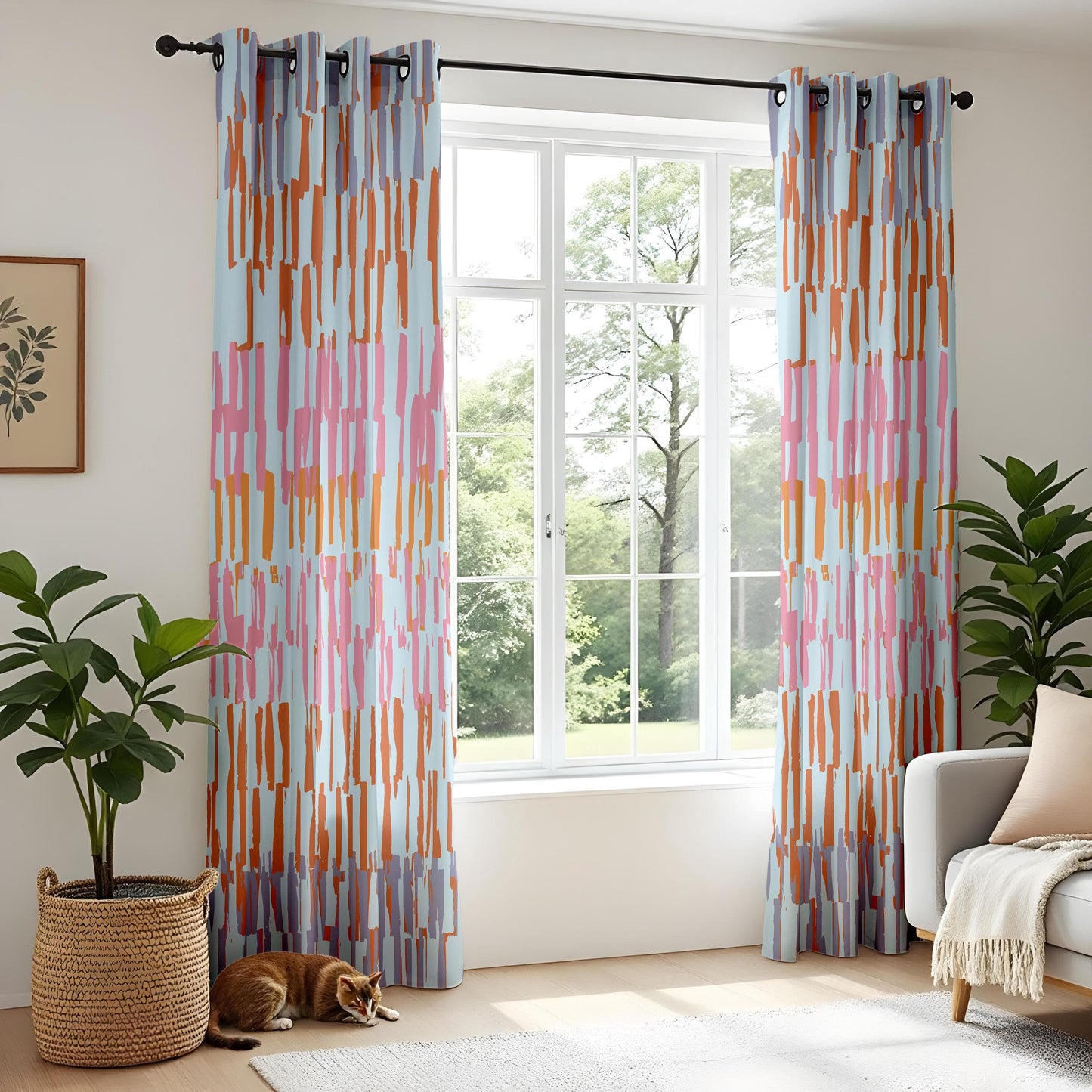 Onay Abstract Brushstroke Made to Measure Curtains – Colorful Modern Boho Drapes