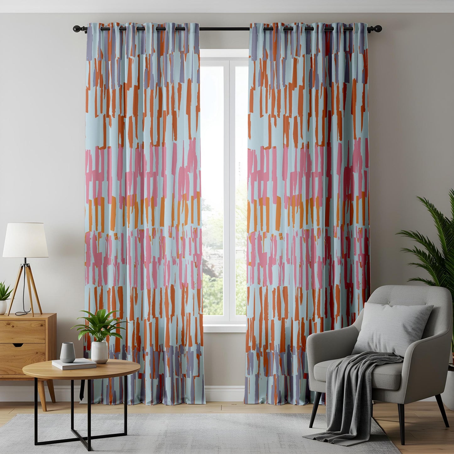 Onay Abstract Brushstroke Made to Measure Curtains – Colorful Modern Boho Drapes