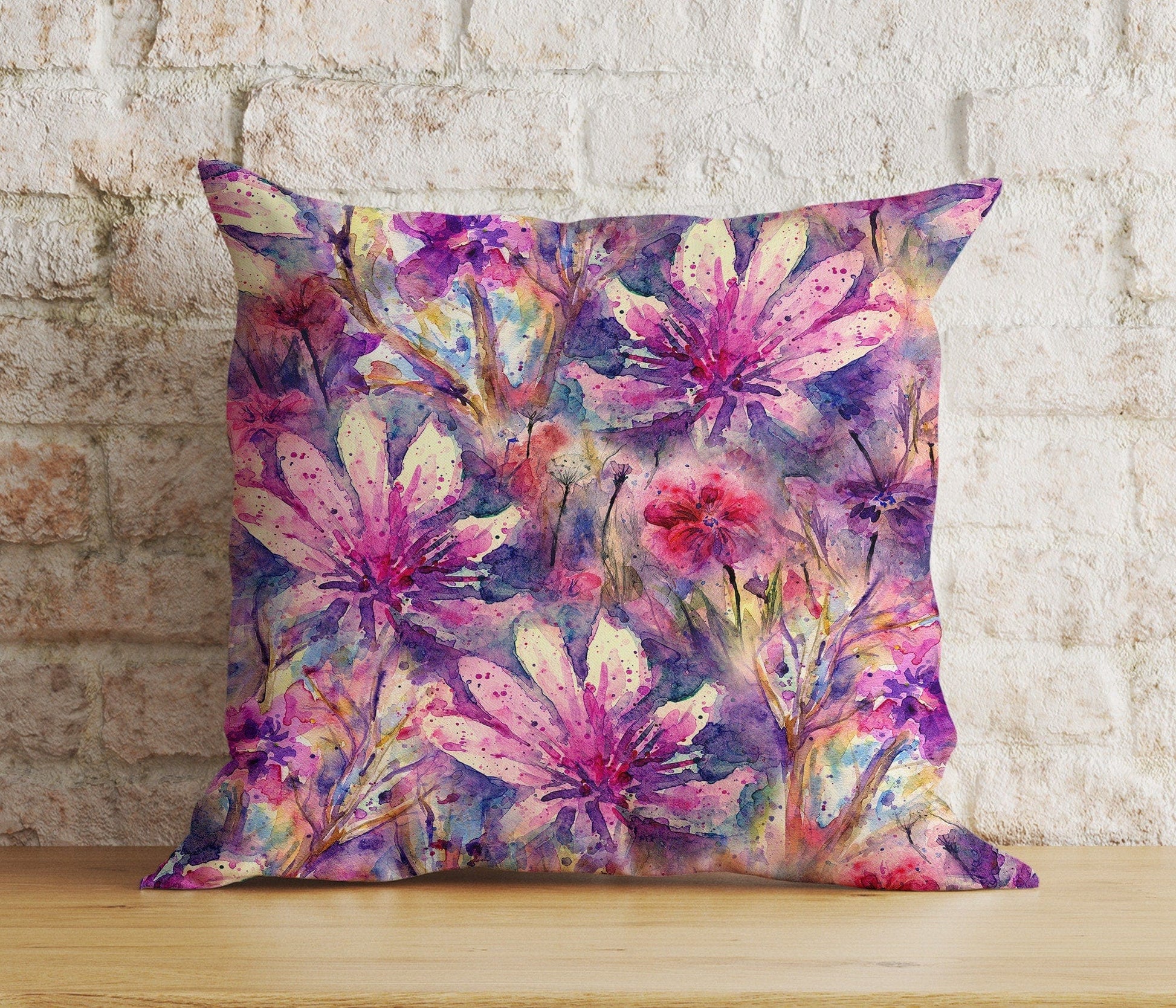 Onay 9 / 12 x 12 inch (30 x 30 cm) Double Side Abstract Colorful Floral Cushion Cover Vivid Pillow Cover