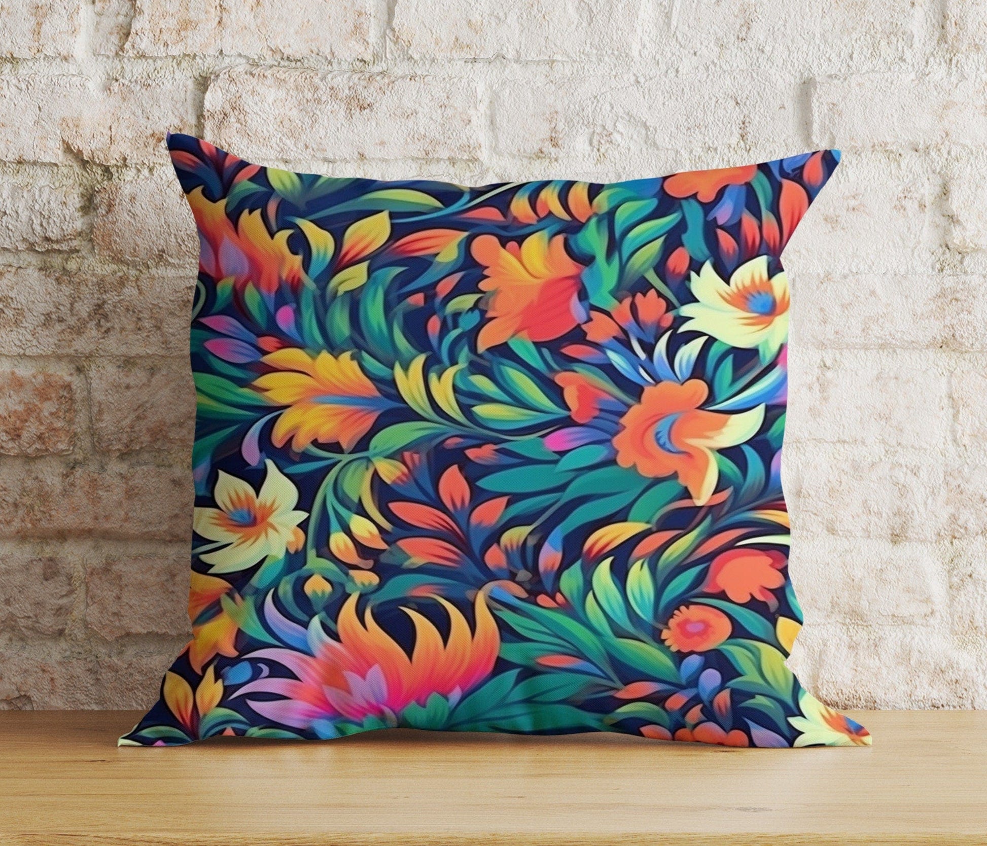 Onay 6 / 12 x 12 inch (30 x 30 cm) Double Side Abstract Colorful Floral Cushion Cover Vivid Pillow Cover