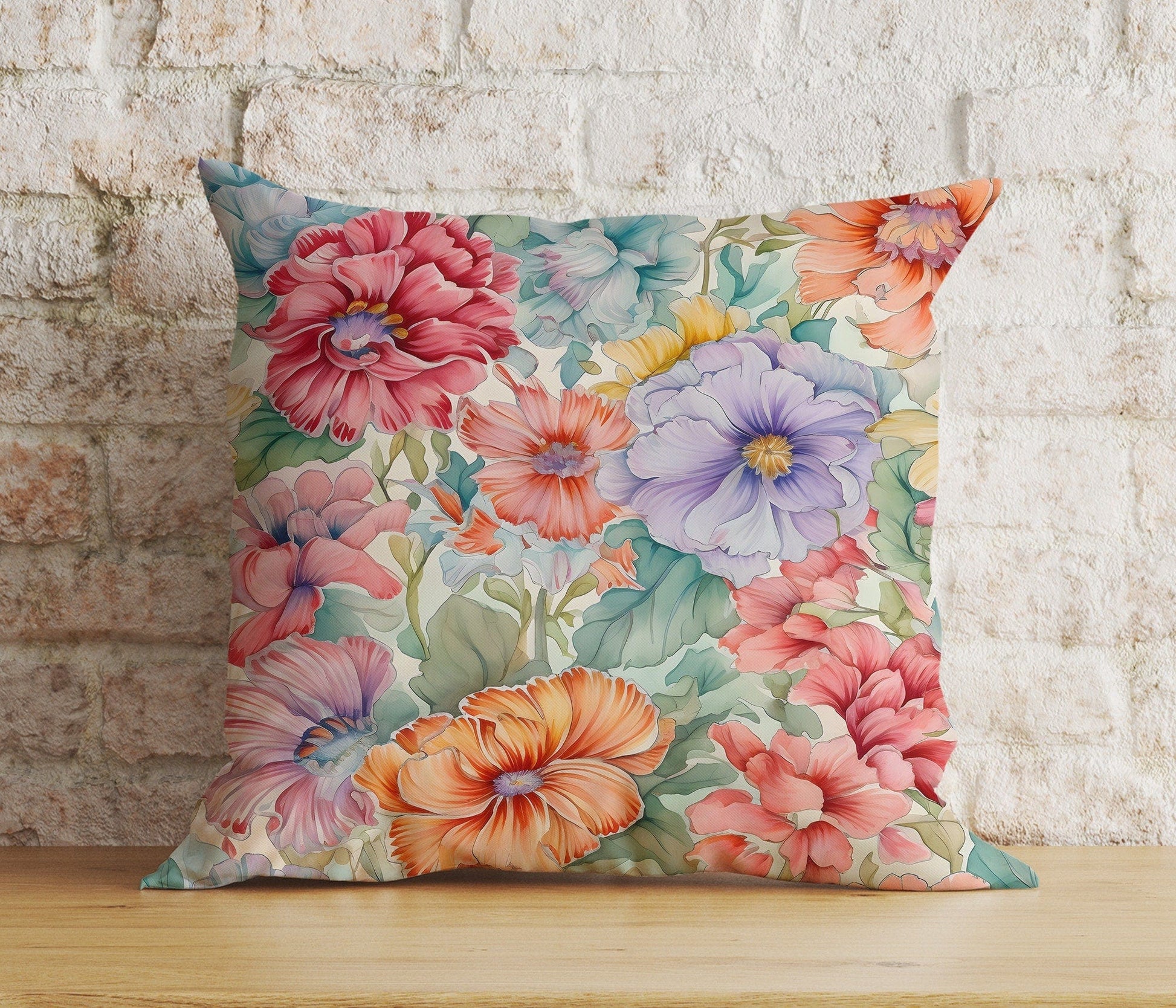 Onay 5 / 12 x 12 inch (30 x 30 cm) Double Side Abstract Colorful Floral Cushion Cover Vivid Pillow Cover