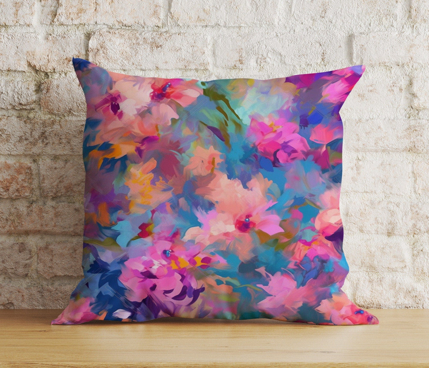 Onay 3 / 12 x 12 inch (30 x 30 cm) Double Side Abstract Colorful Floral Cushion Cover Vivid Pillow Cover