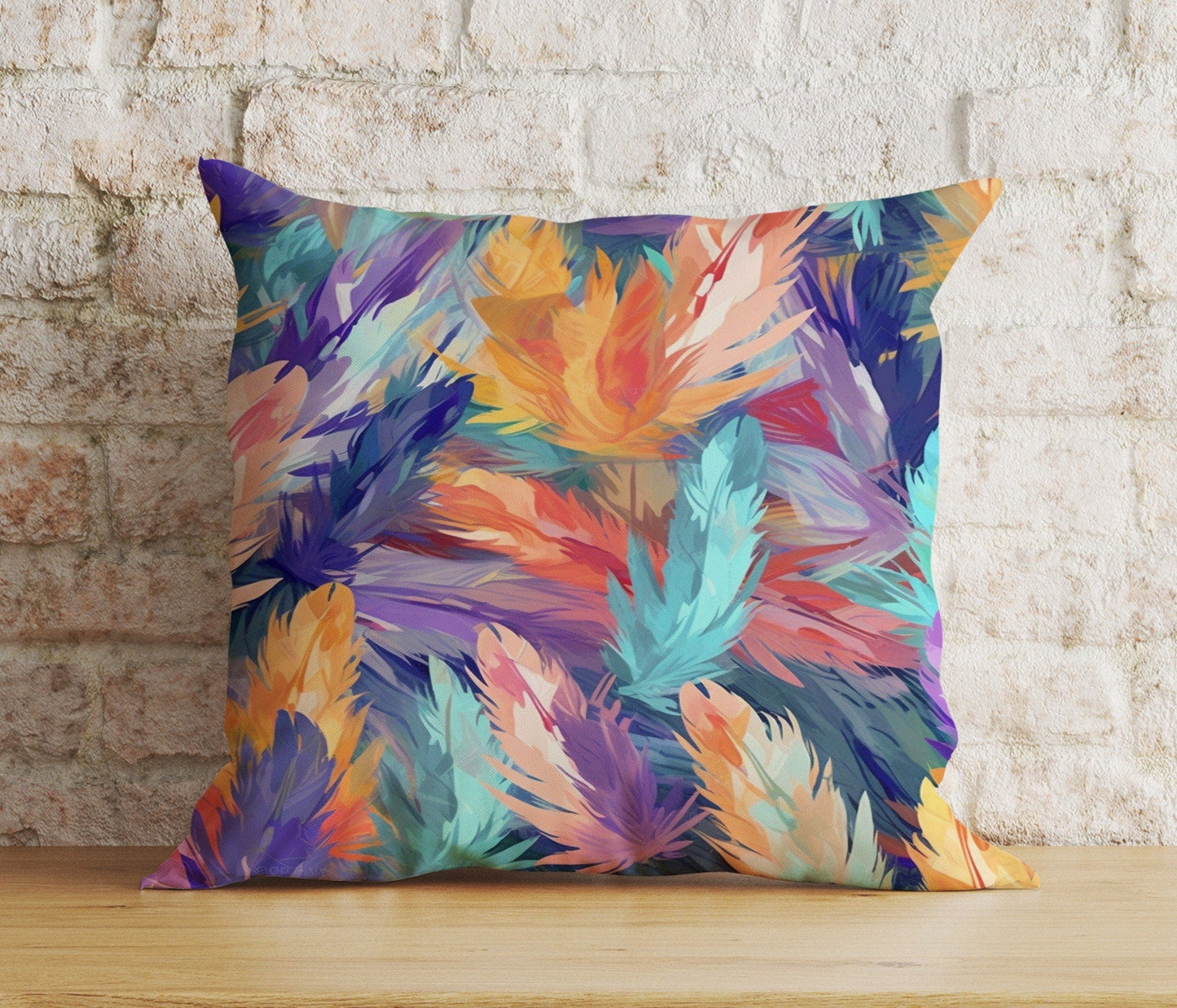 Onay 1 / 12 x 12 inch (30 x 30 cm) Double Side Abstract Colorful Floral Cushion Cover Vivid Pillow Cover