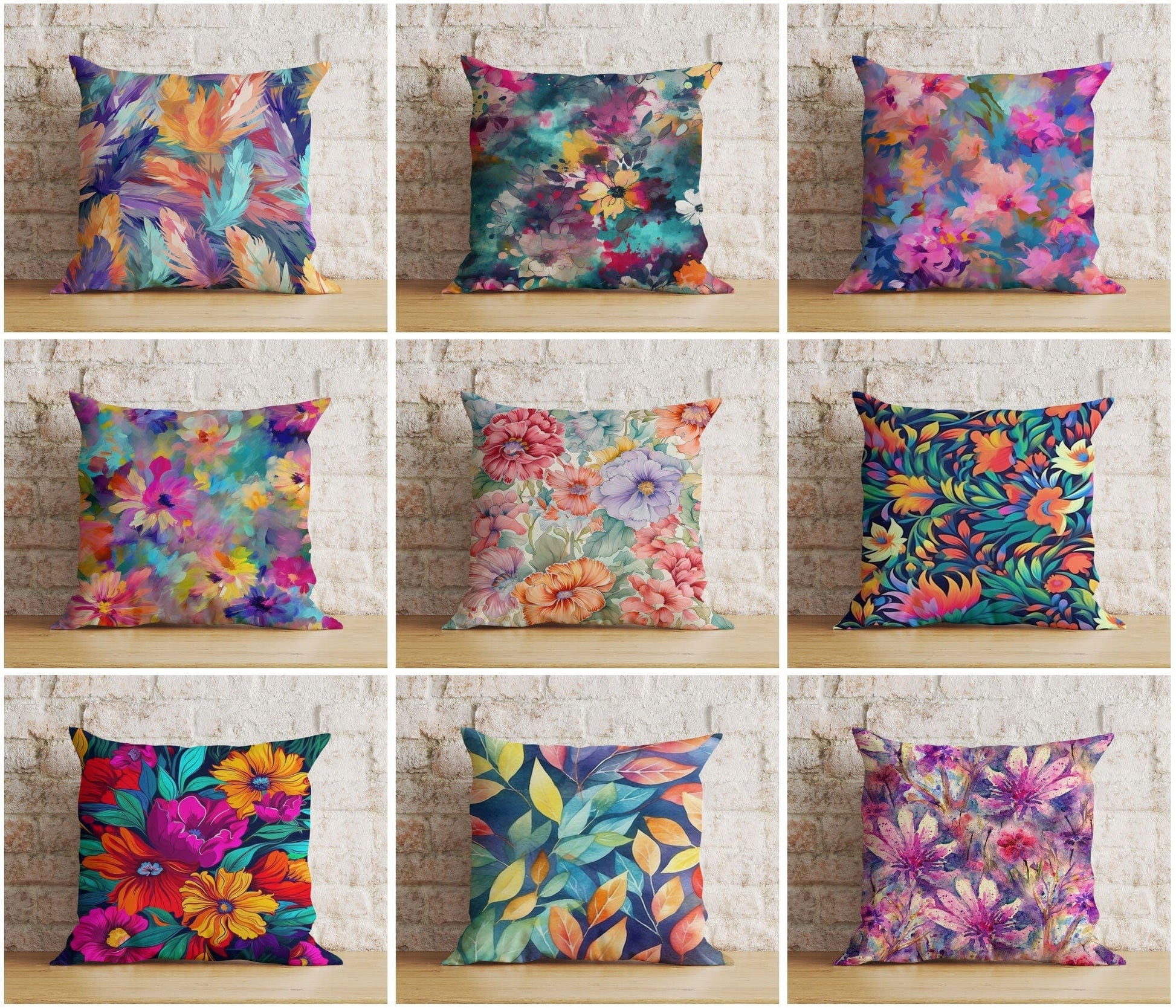 Onay Abstract Colorful Floral Cushion Cover Vivid Pillow Cover
