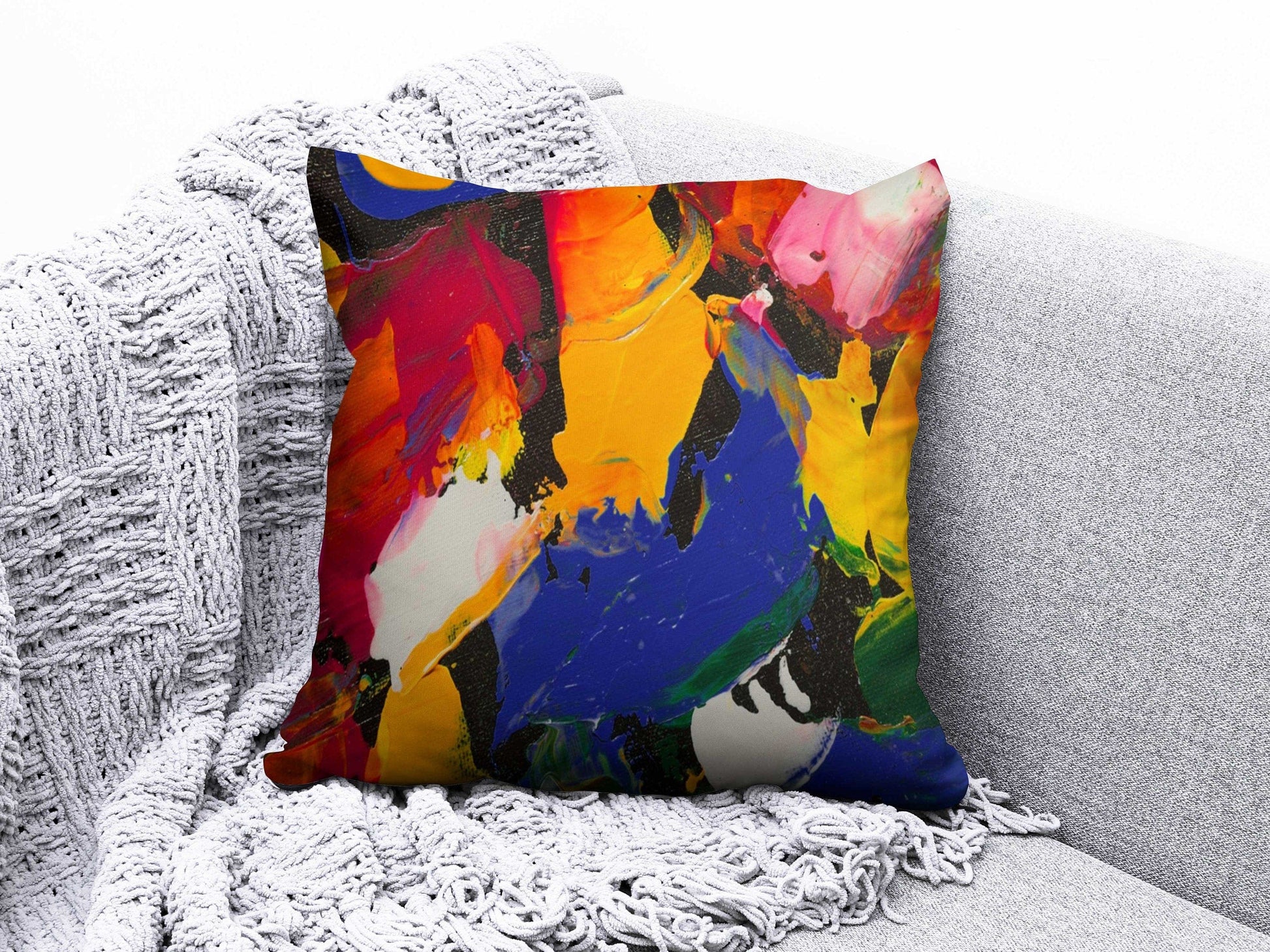 Onay 7 / 12 x 12 inch (30 x 30 cm) Double Side Abstract Colourful Art Deco Cushion Cover Artistic Accent Pillow Covers