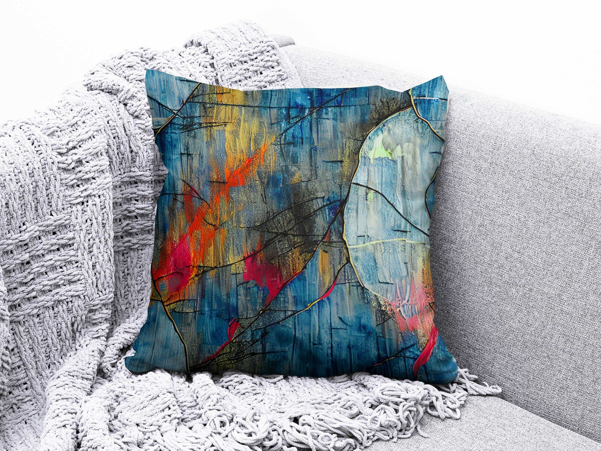 Onay 2 / 12 x 12 inch (30 x 30 cm) Double Side Abstract Colourful Art Deco Cushion Cover Artistic Accent Pillow Covers