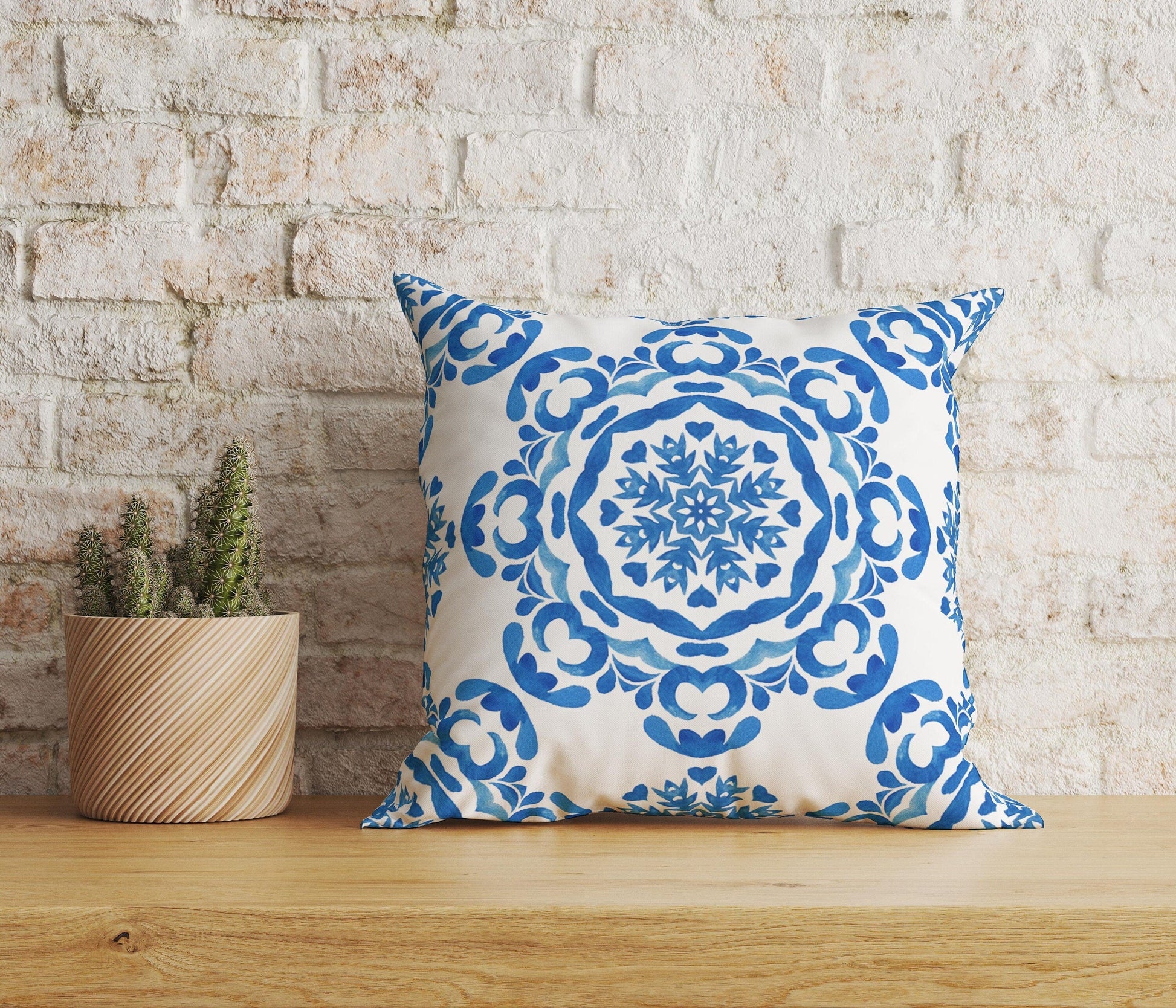 Onay Home Textile 6 / 12 x 12 inch (30 x 30 cm) Double Side Abstract Damask Flower Ornamental Watercolor Cushion Covers