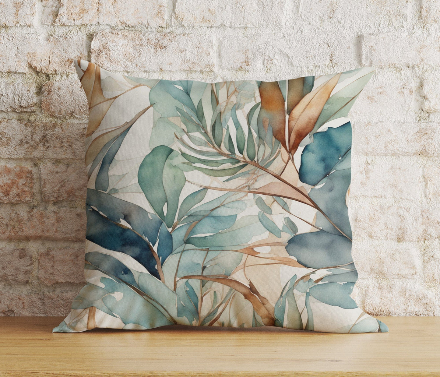 Onay Home Textile Cushion Covers 9 / 12 x 12 inch (30 x 30 cm) Double Side Abstract Elegance Cushion Cover Watercolour Leaf Design