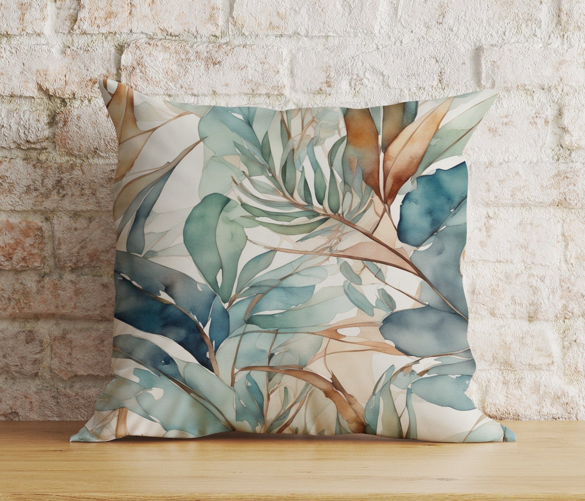 Onay Home Textile Cushion Covers 9 / 12 x 12 inch (30 x 30 cm) Double Side Abstract Elegance Cushion Cover Watercolour Leaf Design