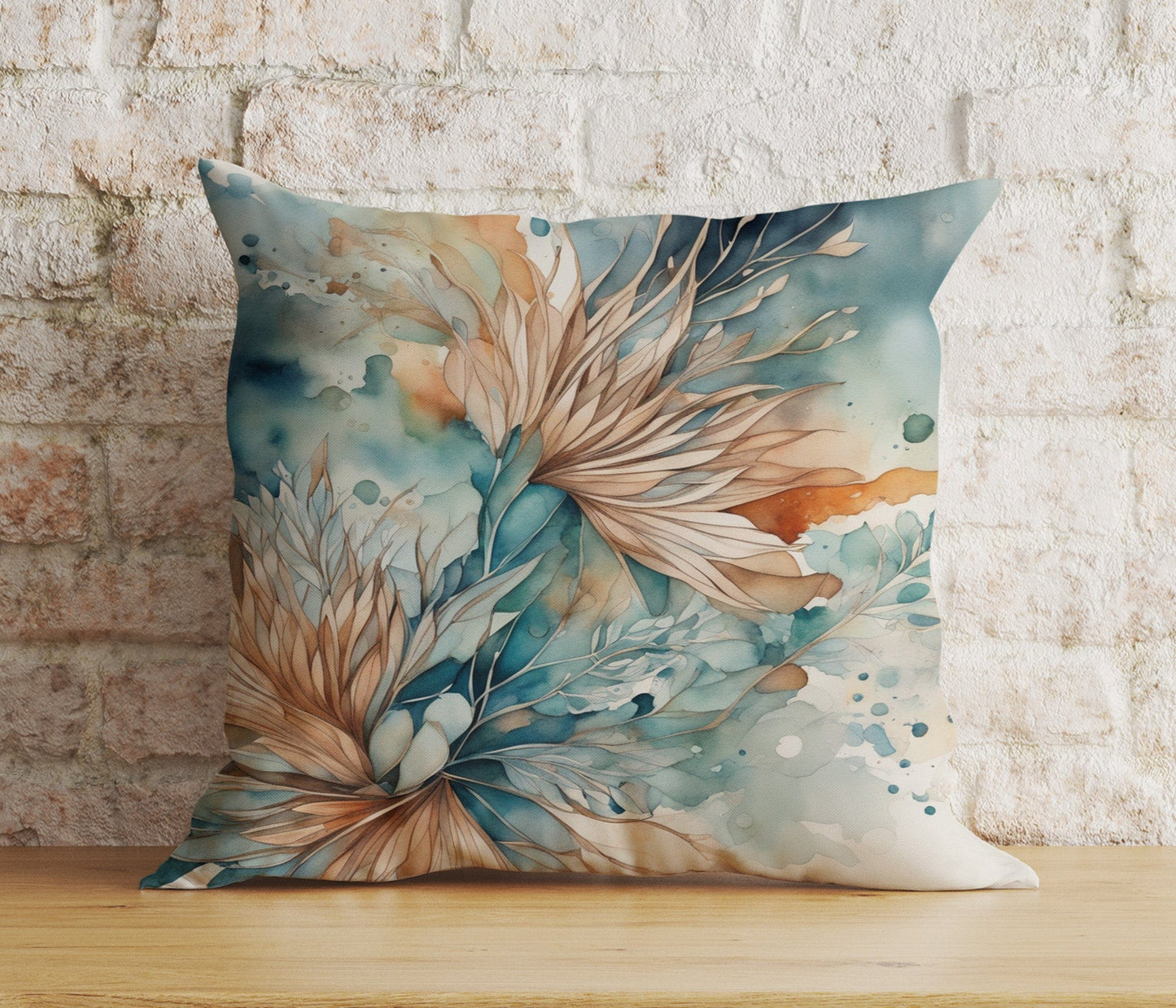 Onay Home Textile Cushion Covers 7 / 12 x 12 inch (30 x 30 cm) Double Side Abstract Elegance Cushion Cover Watercolour Leaf Design