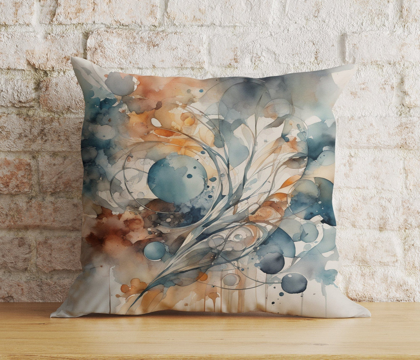 Onay Home Textile Cushion Covers 6 / 12 x 12 inch (30 x 30 cm) Double Side Abstract Elegance Cushion Cover Watercolour Leaf Design