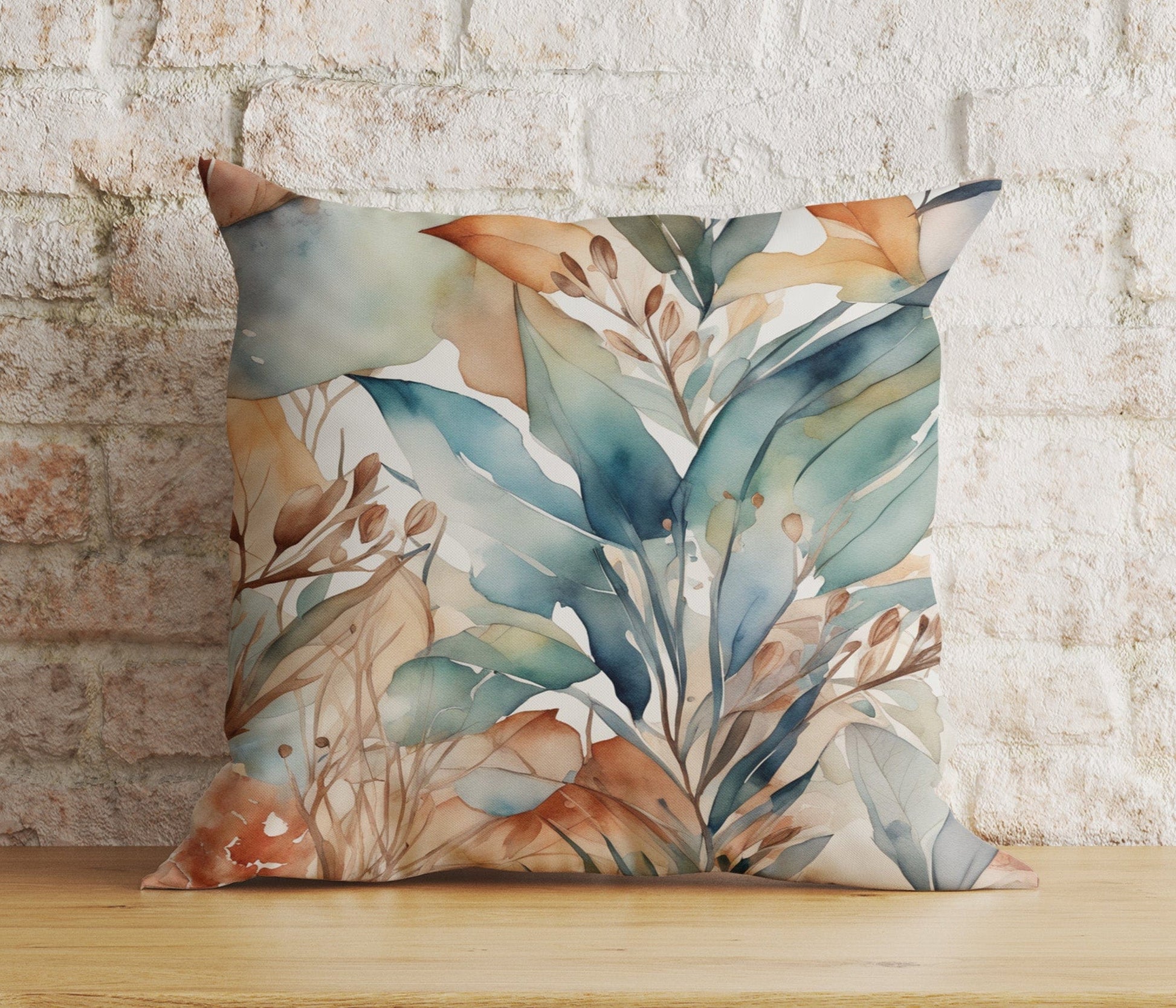 Onay Home Textile Cushion Covers 5 / 12 x 12 inch (30 x 30 cm) Double Side Abstract Elegance Cushion Cover Watercolour Leaf Design