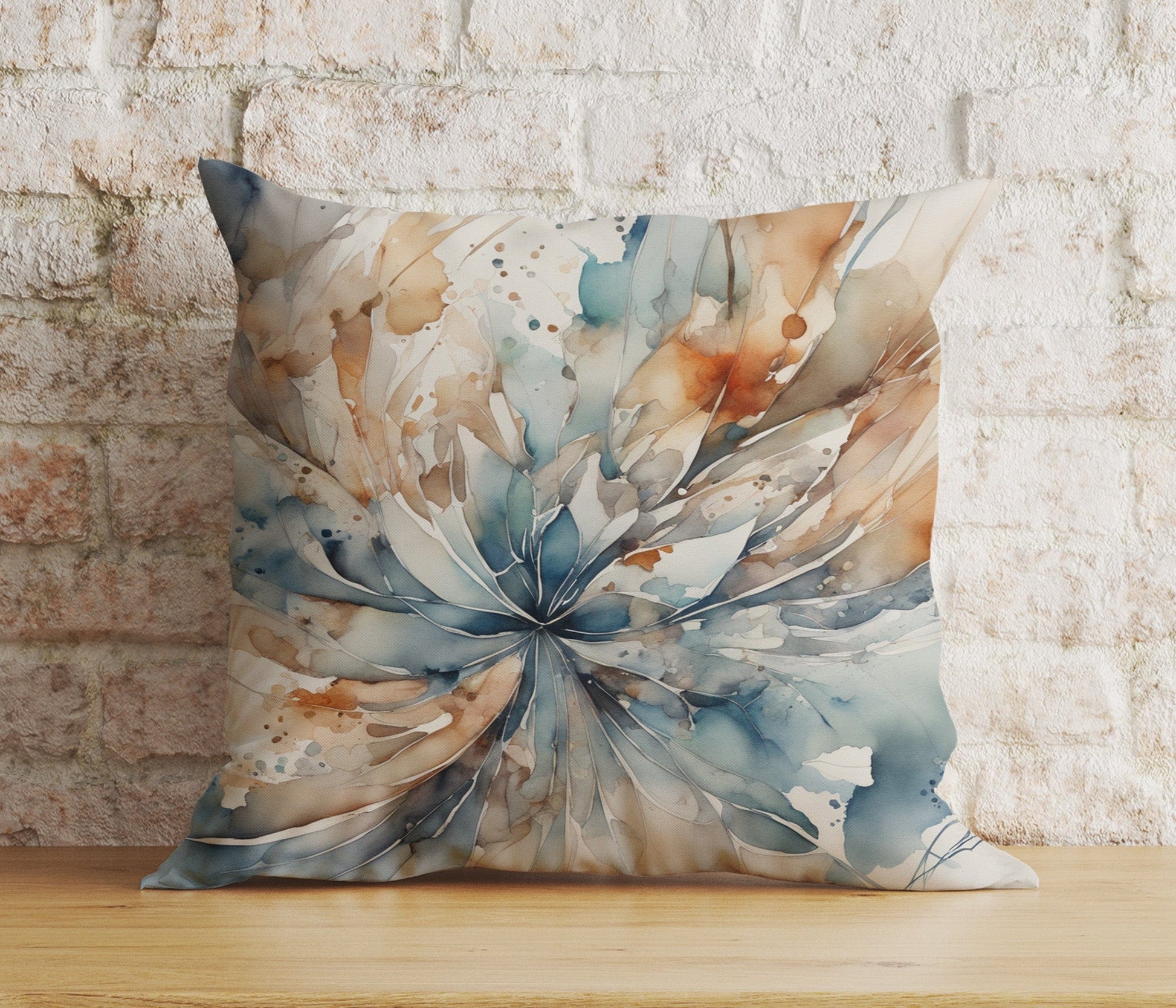 Onay Home Textile Cushion Covers 4 / 12 x 12 inch (30 x 30 cm) Double Side Abstract Elegance Cushion Cover Watercolour Leaf Design
