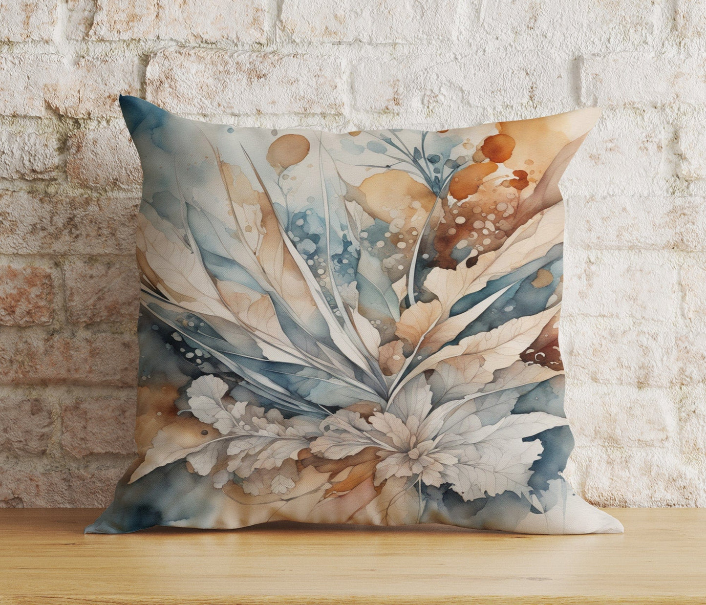 Onay Home Textile Cushion Covers 2 / 12 x 12 inch (30 x 30 cm) Double Side Abstract Elegance Cushion Cover Watercolour Leaf Design