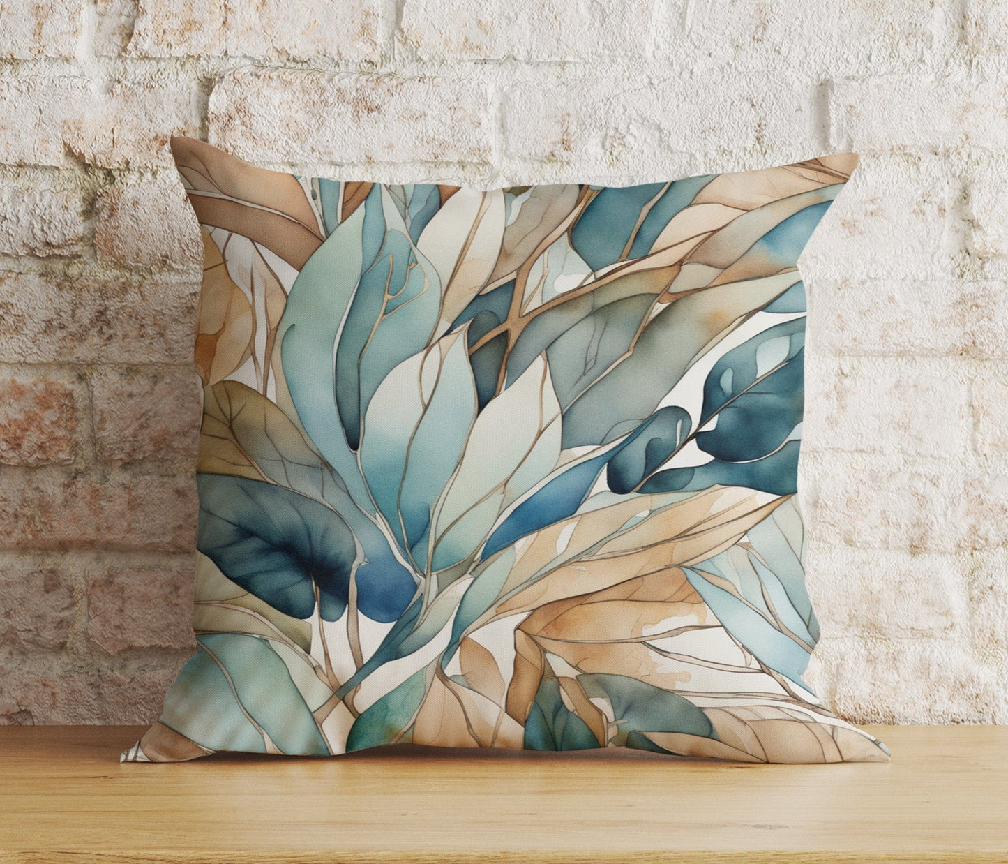 Onay Home Textile Cushion Covers 1 / 12 x 12 inch (30 x 30 cm) Double Side Abstract Elegance Cushion Cover Watercolour Leaf Design