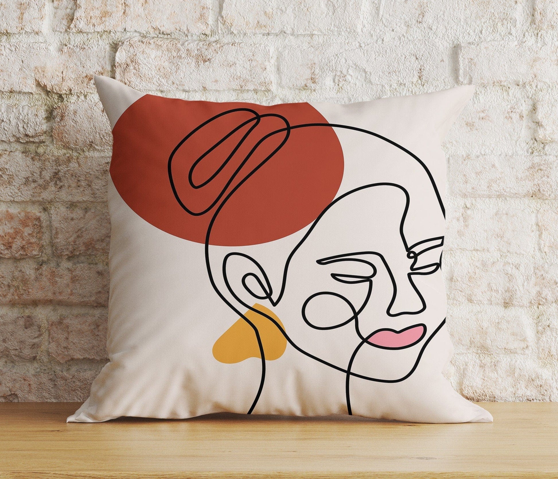 Onay Home Textile 6 / 12 x 12 inch (30 x 30 cm) Double Side Abstract Face Art Pillow Cover Minimalistic Cushion Cover