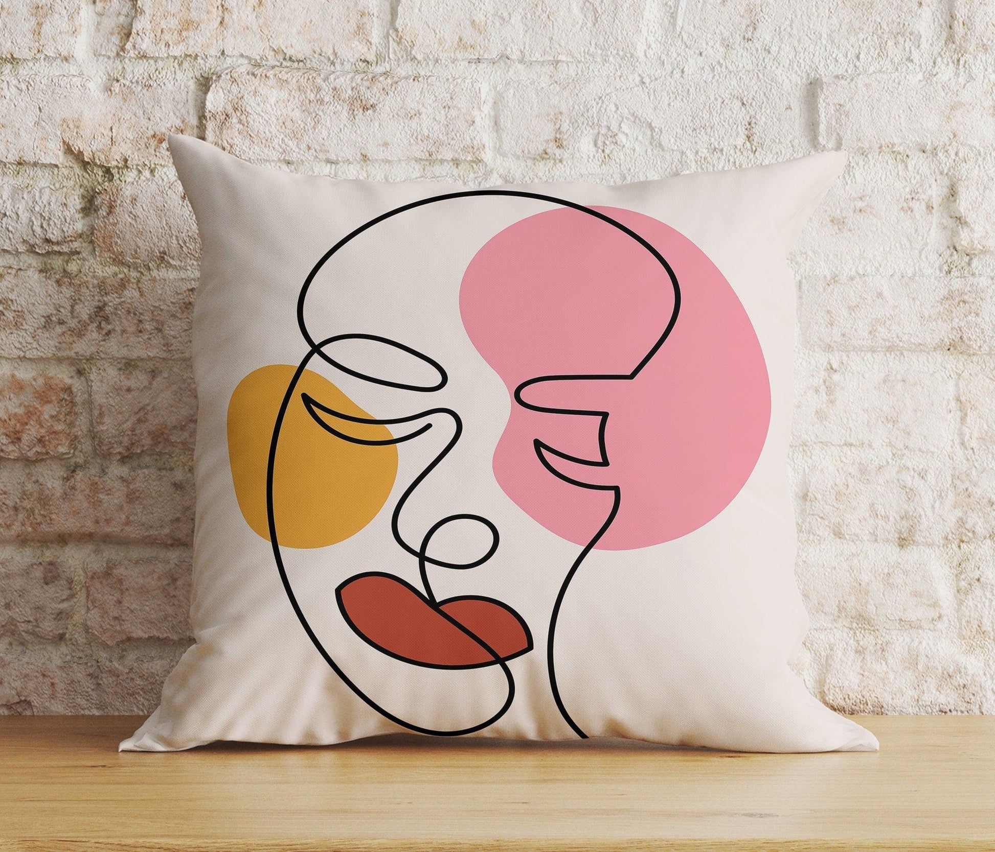 Onay Home Textile 5 / 12 x 12 inch (30 x 30 cm) Double Side Abstract Face Art Pillow Cover Minimalistic Cushion Cover