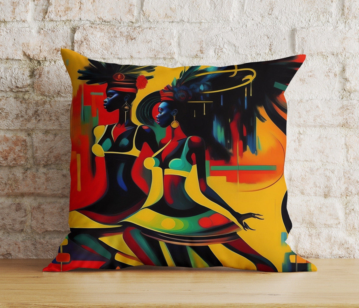Onay 8 / 12 x 12 inch (30 x 30 cm) Double Side Abstract Face Cushion Cover Colourful Portrait Euro Pillow Cover