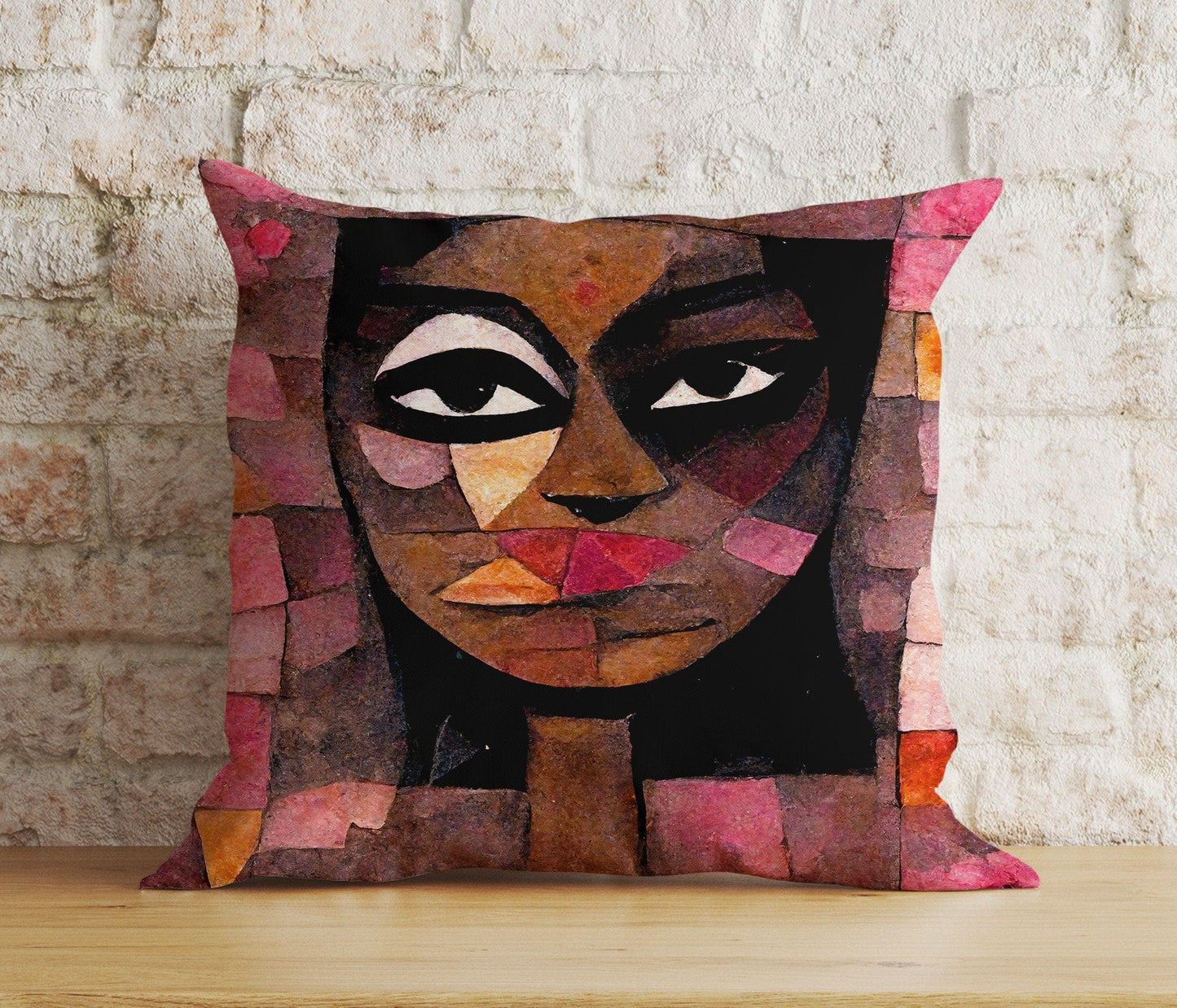 Onay 2 / 12 x 12 inch (30 x 30 cm) Double Side Abstract Face Cushion Cover Colourful Portrait Euro Pillow Cover