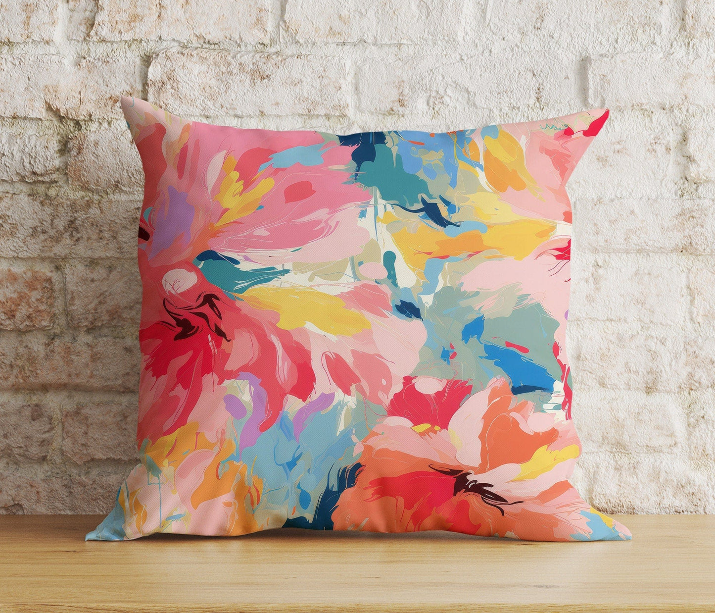 Onay 9 / 12 x 12 inch (30 x 30 cm) Double Side Abstract Flower Cushion Cover Paint Effect Euro Pillow Sham