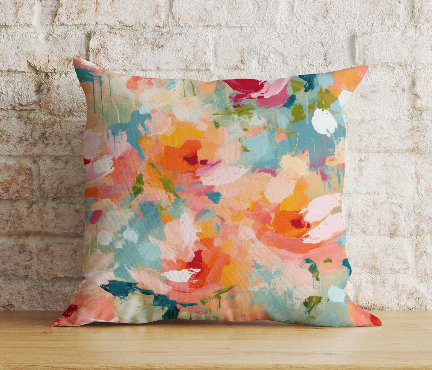 Onay 8 / 12 x 12 inch (30 x 30 cm) Double Side Abstract Flower Cushion Cover Paint Effect Euro Pillow Sham
