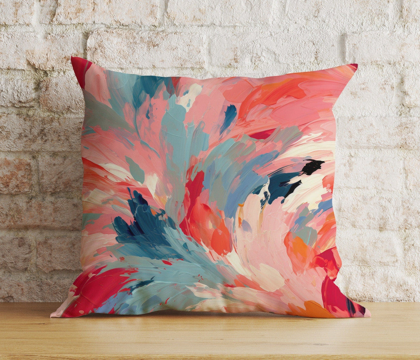 Onay 7 / 12 x 12 inch (30 x 30 cm) Double Side Abstract Flower Cushion Cover Paint Effect Euro Pillow Sham