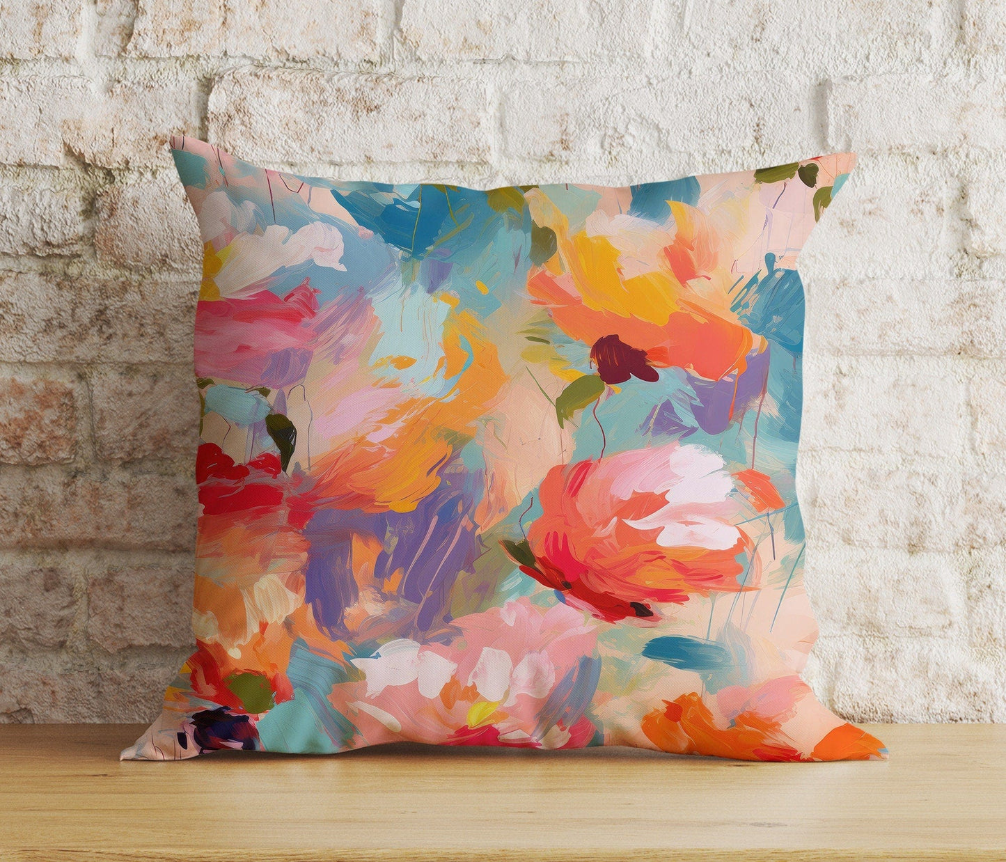 Onay 6 / 12 x 12 inch (30 x 30 cm) Double Side Abstract Flower Cushion Cover Paint Effect Euro Pillow Sham