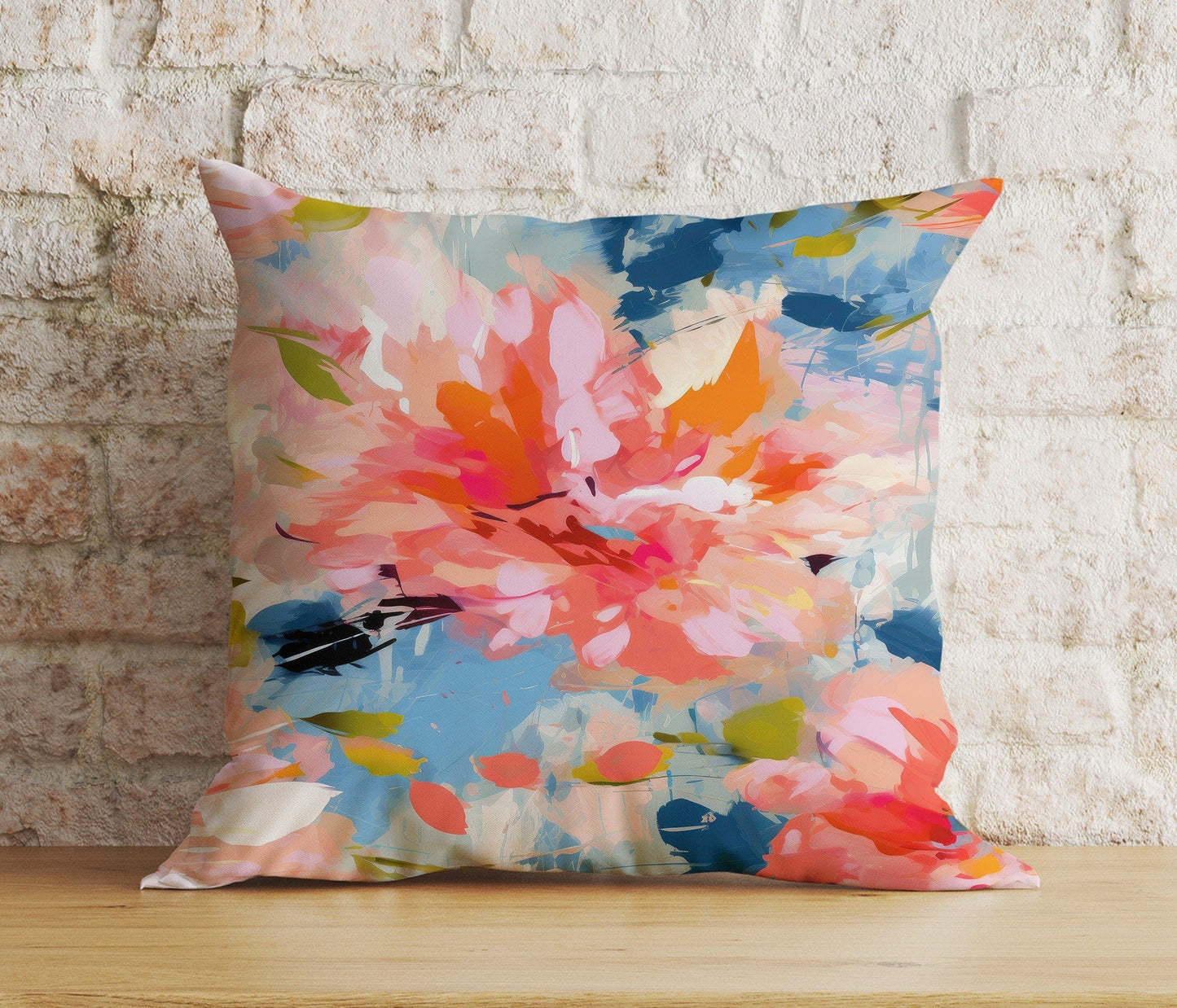 Onay 5 / 12 x 12 inch (30 x 30 cm) Double Side Abstract Flower Cushion Cover Paint Effect Euro Pillow Sham