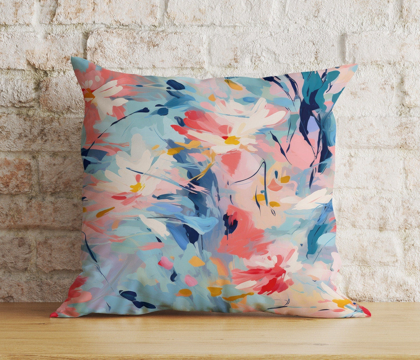 Onay 3 / 12 x 12 inch (30 x 30 cm) Double Side Abstract Flower Cushion Cover Paint Effect Euro Pillow Sham
